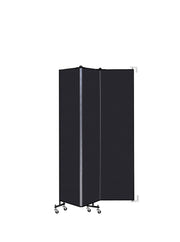 Wallmount Room Divider - 7' 4"H x 5' 6"L - 3 Panel, Black, Fabric