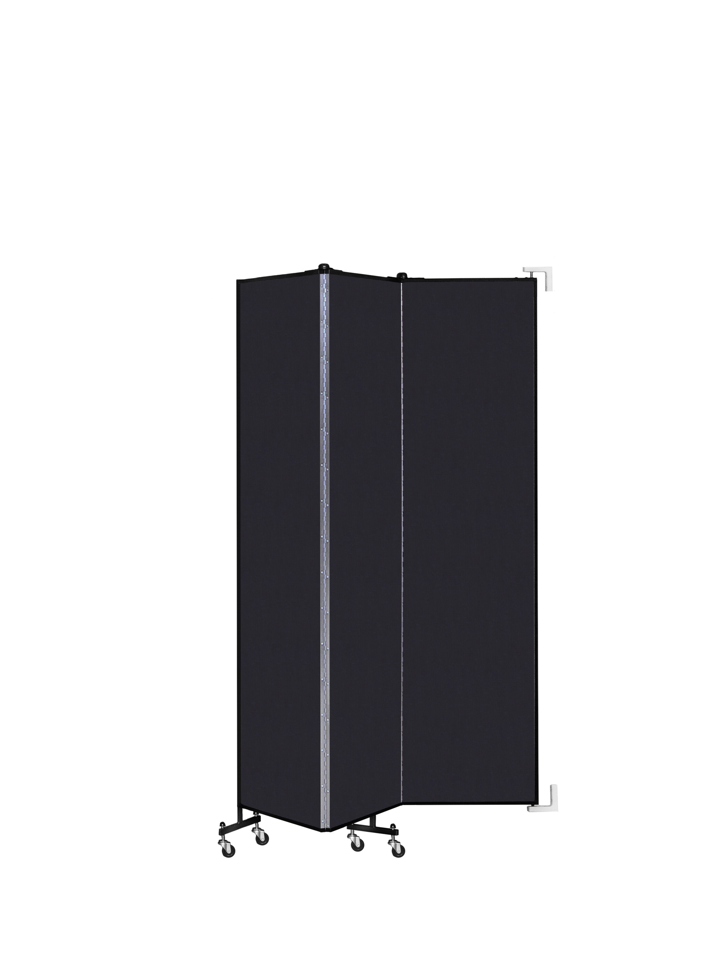 Wallmount Room Divider - 7' 4"H x 5' 6"L - 3 Panel, Black, Fabric
