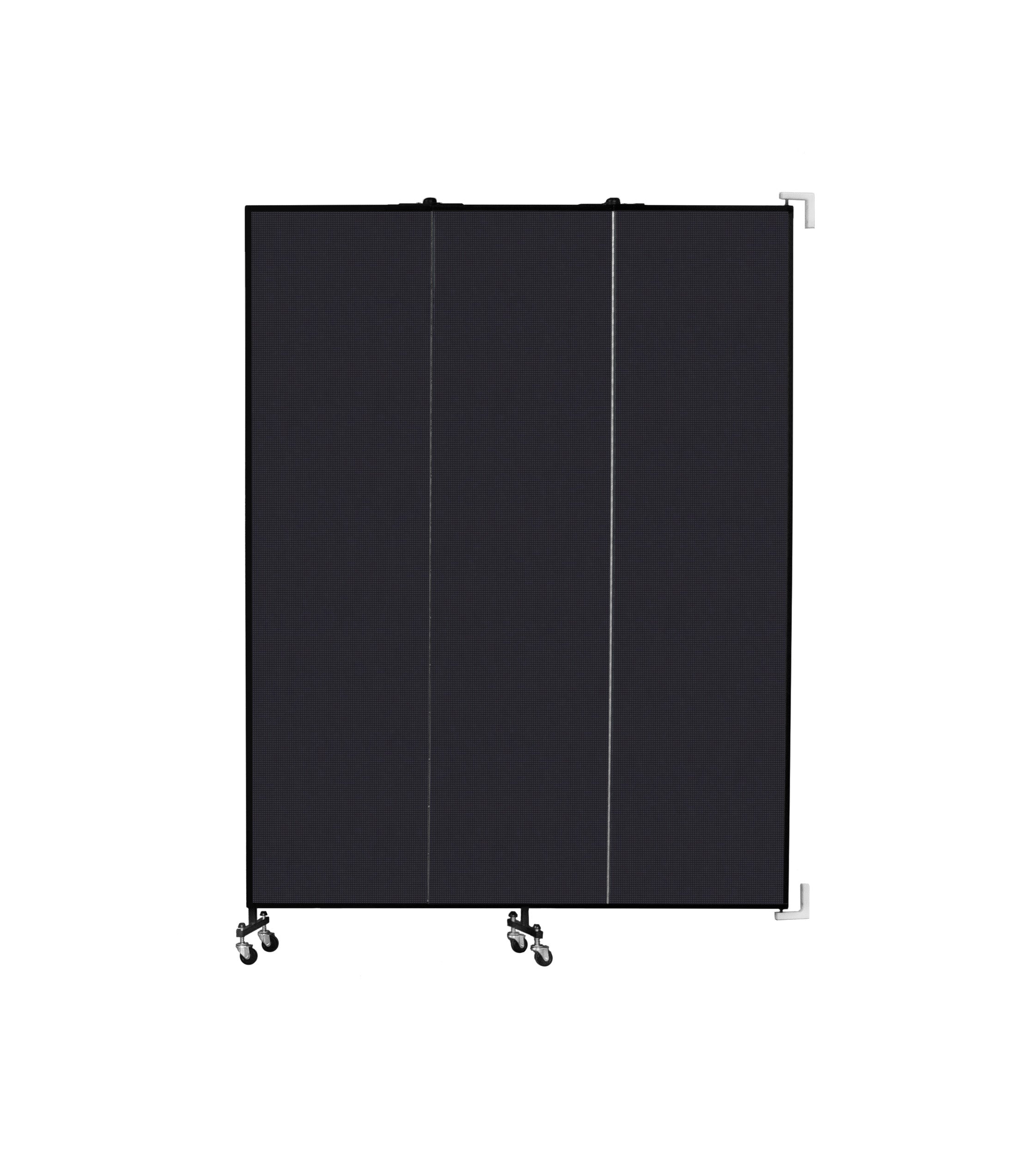 Wallmount Room Divider - 7' 4"H x 5' 6"L - 3 Panel, Black, Fabric