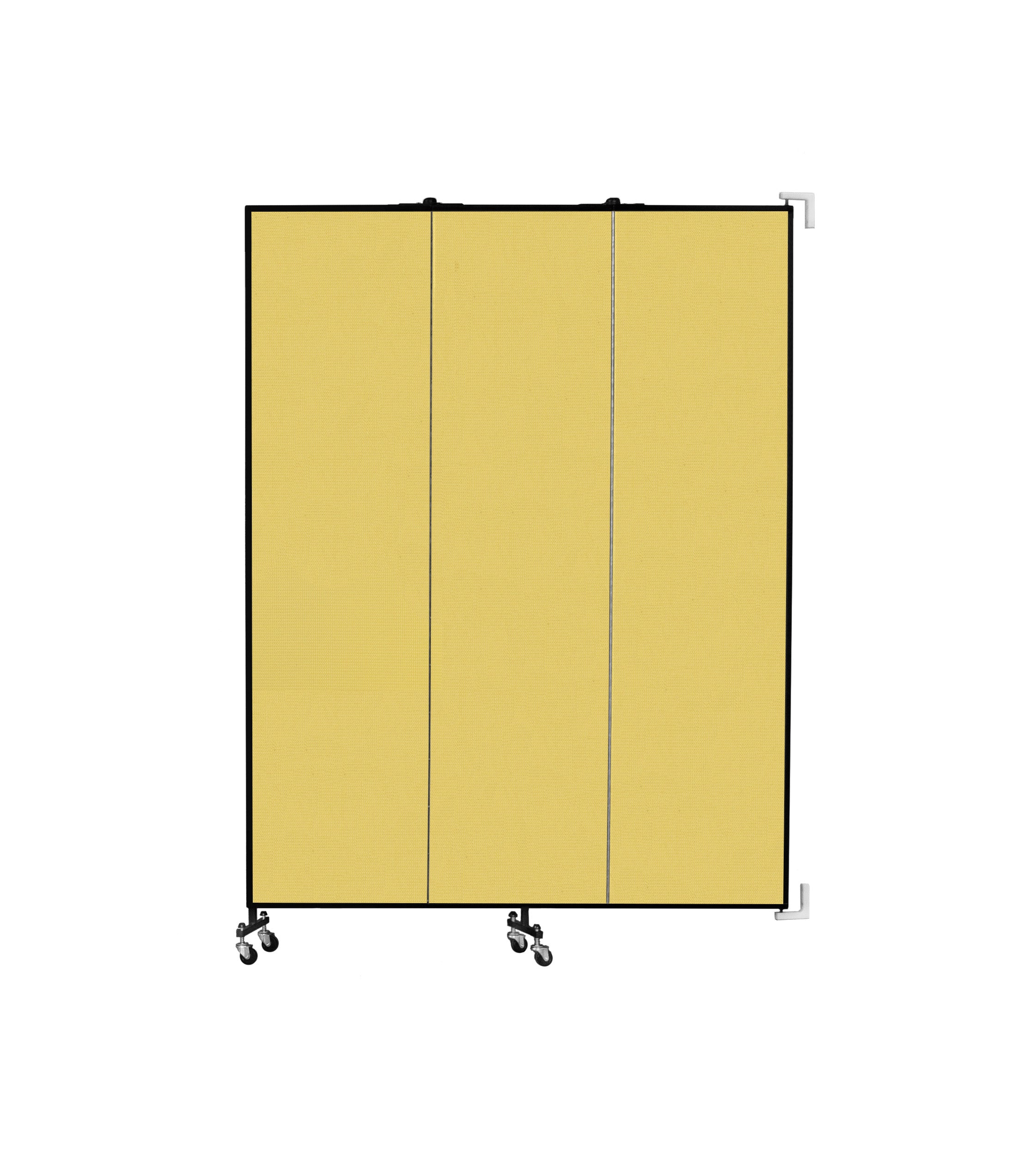 Wallmount Room Divider - 7' 4"H x 5' 6"L - 3 Panel, Primary Yellow, Fabric