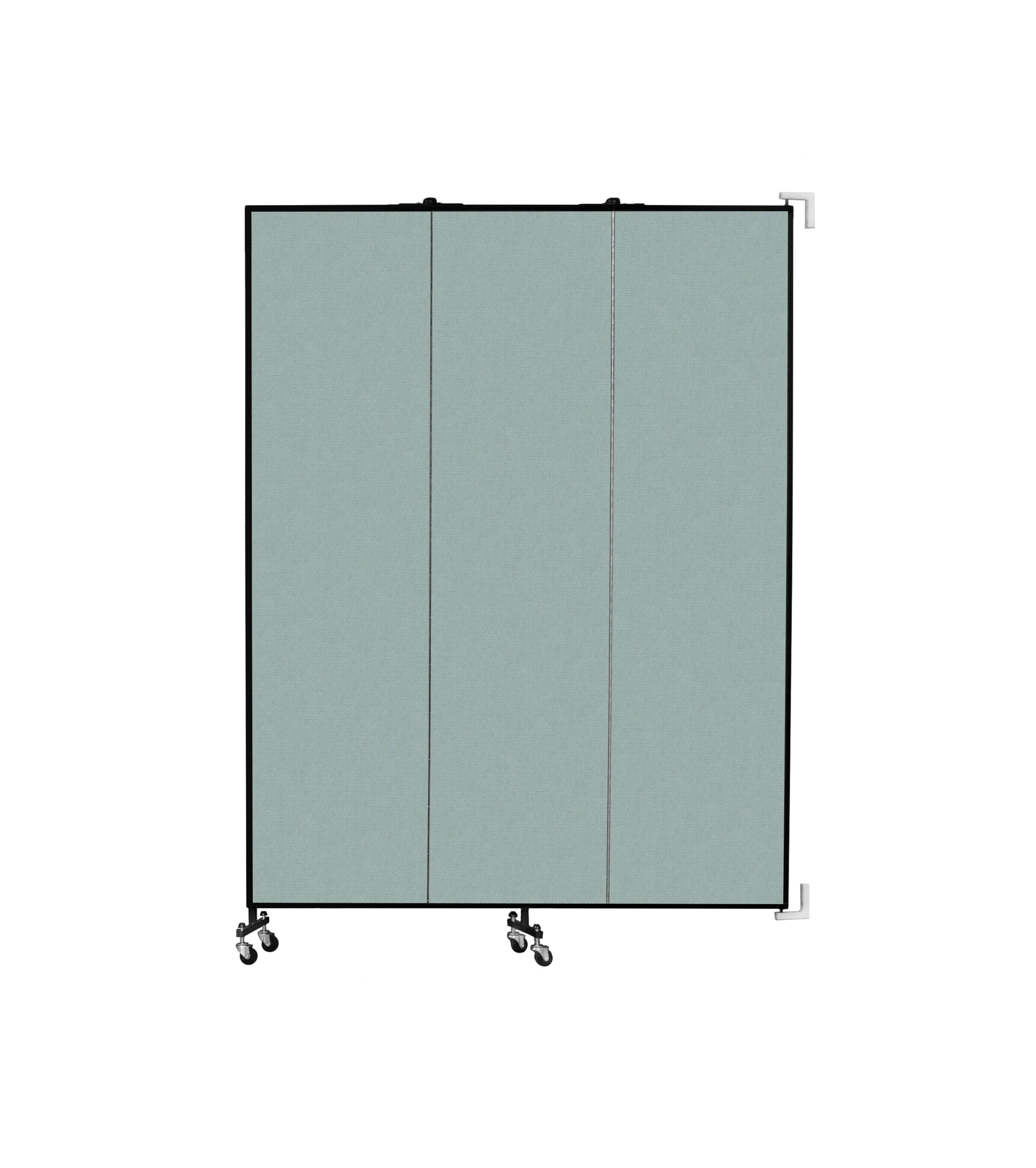 Wallmount Room Divider - 7' 4"H x 5' 6"L - 3 Panel, Sea Green, Fabric