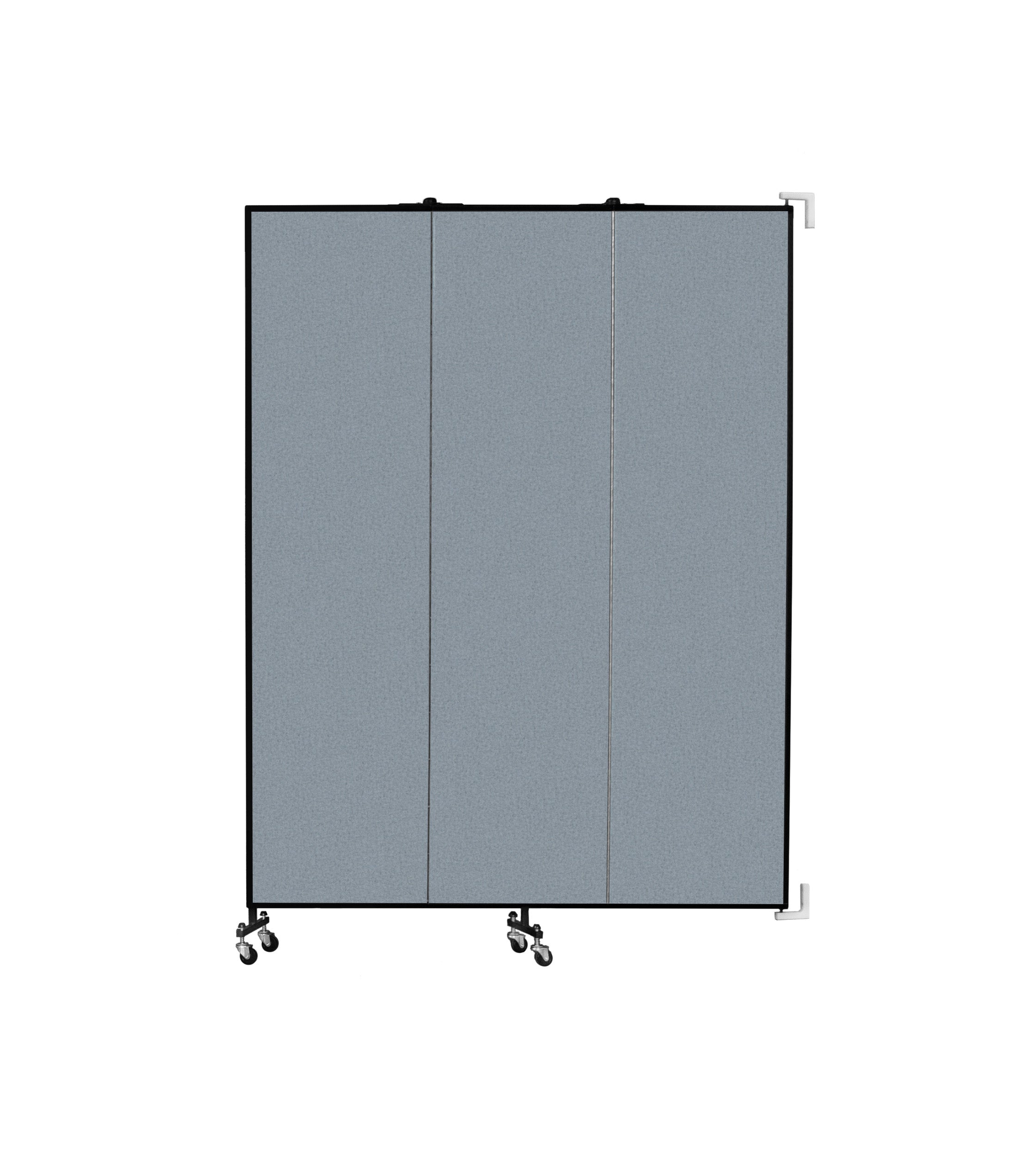 Wallmount Room Divider - 7' 4"H x 5' 6"L - 3 Panel, Blue Tide, Vinyl