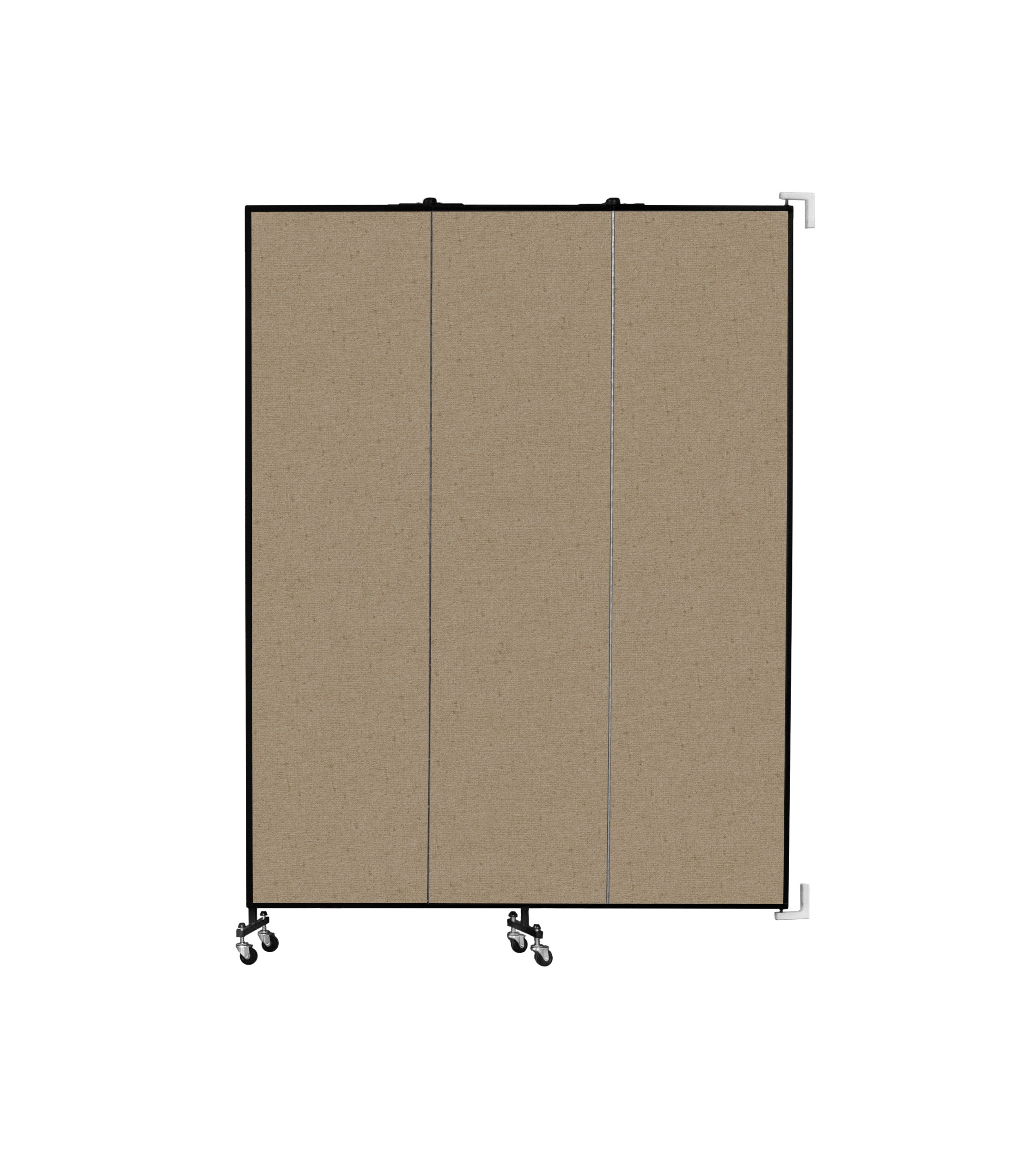 Wallmount Room Divider - 7' 4"H x 5' 6"L - 3 Panel, Sandalwood, Vinyl