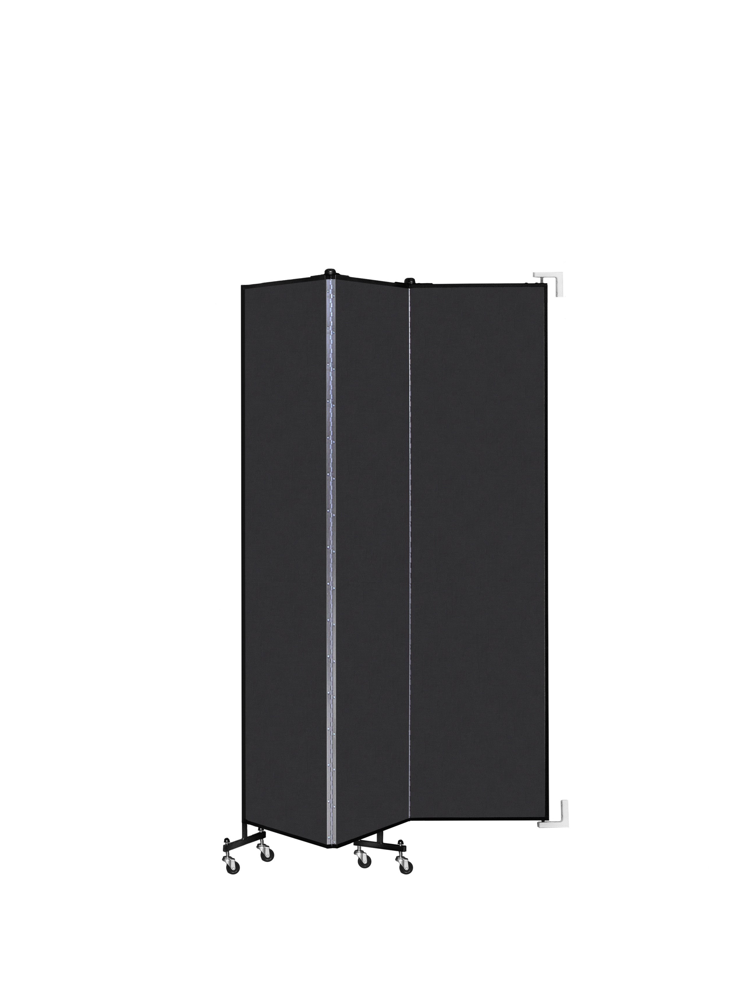Wallmount Room Divider - 7' 4"H x 5' 6"L - 3 Panel, Coal, Vinyl