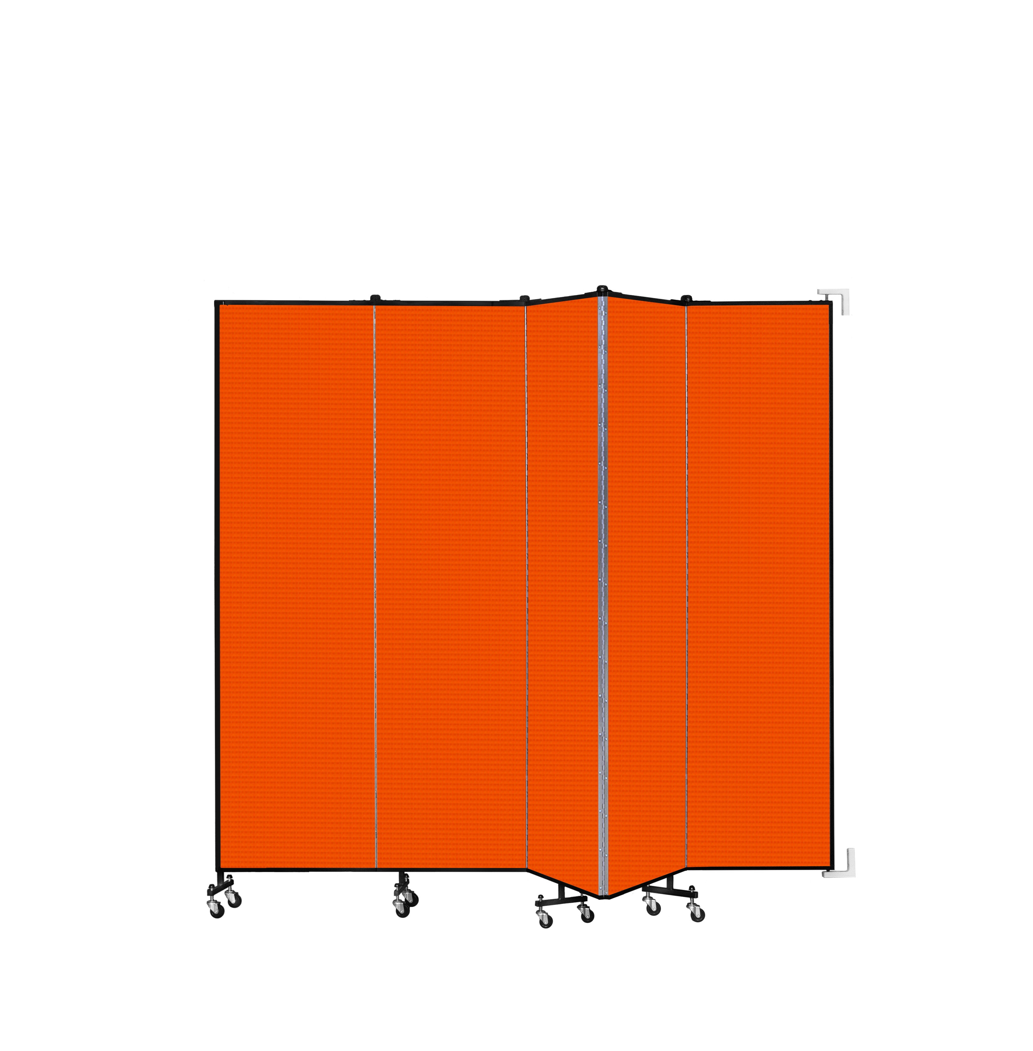 Wallmount Room Divider - 7' 4"H x 9' 2"L - 5 Panel, Orange, Fabric
