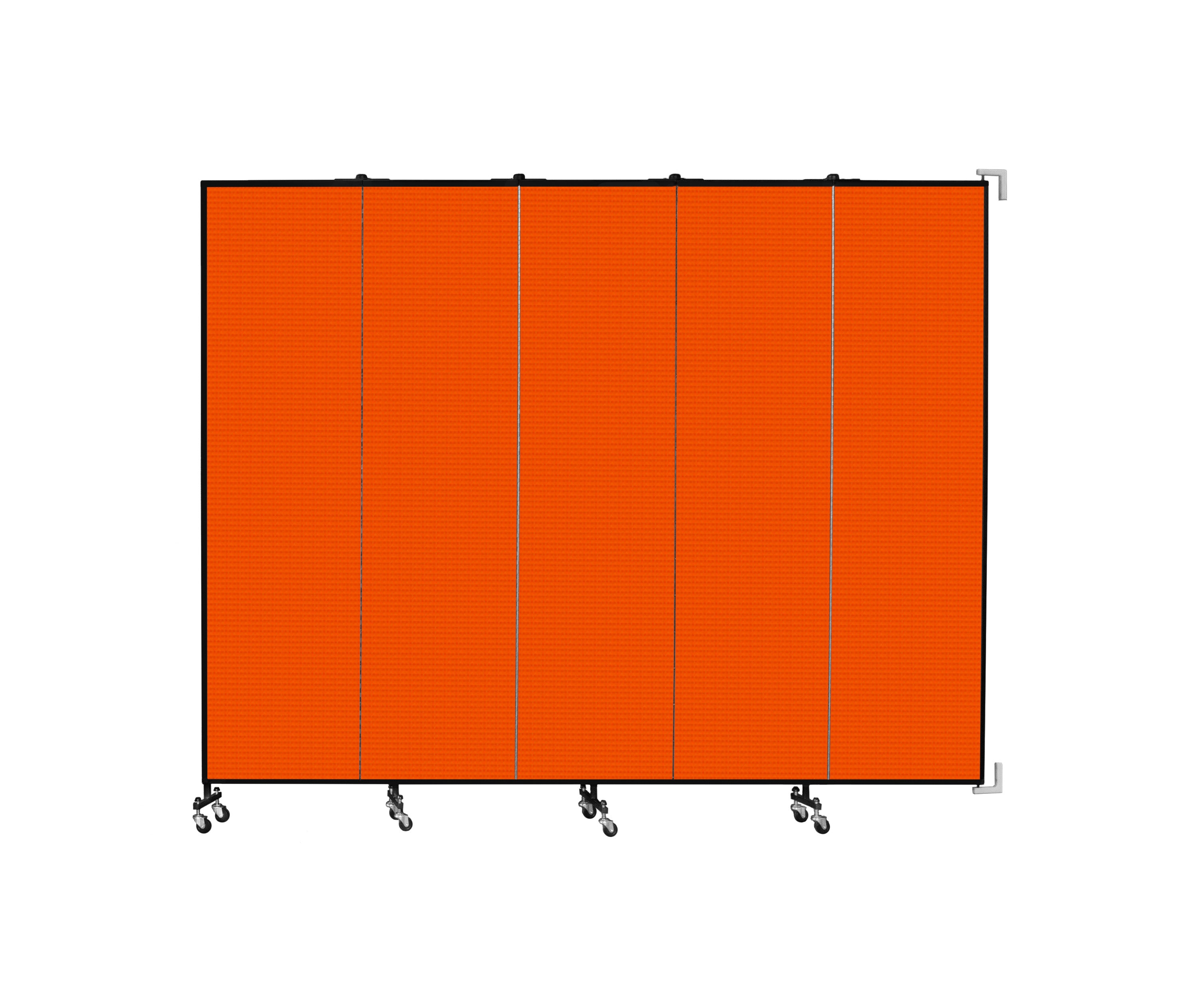 Wallmount Room Divider - 7' 4"H x 9' 2"L - 5 Panel, Orange, Fabric