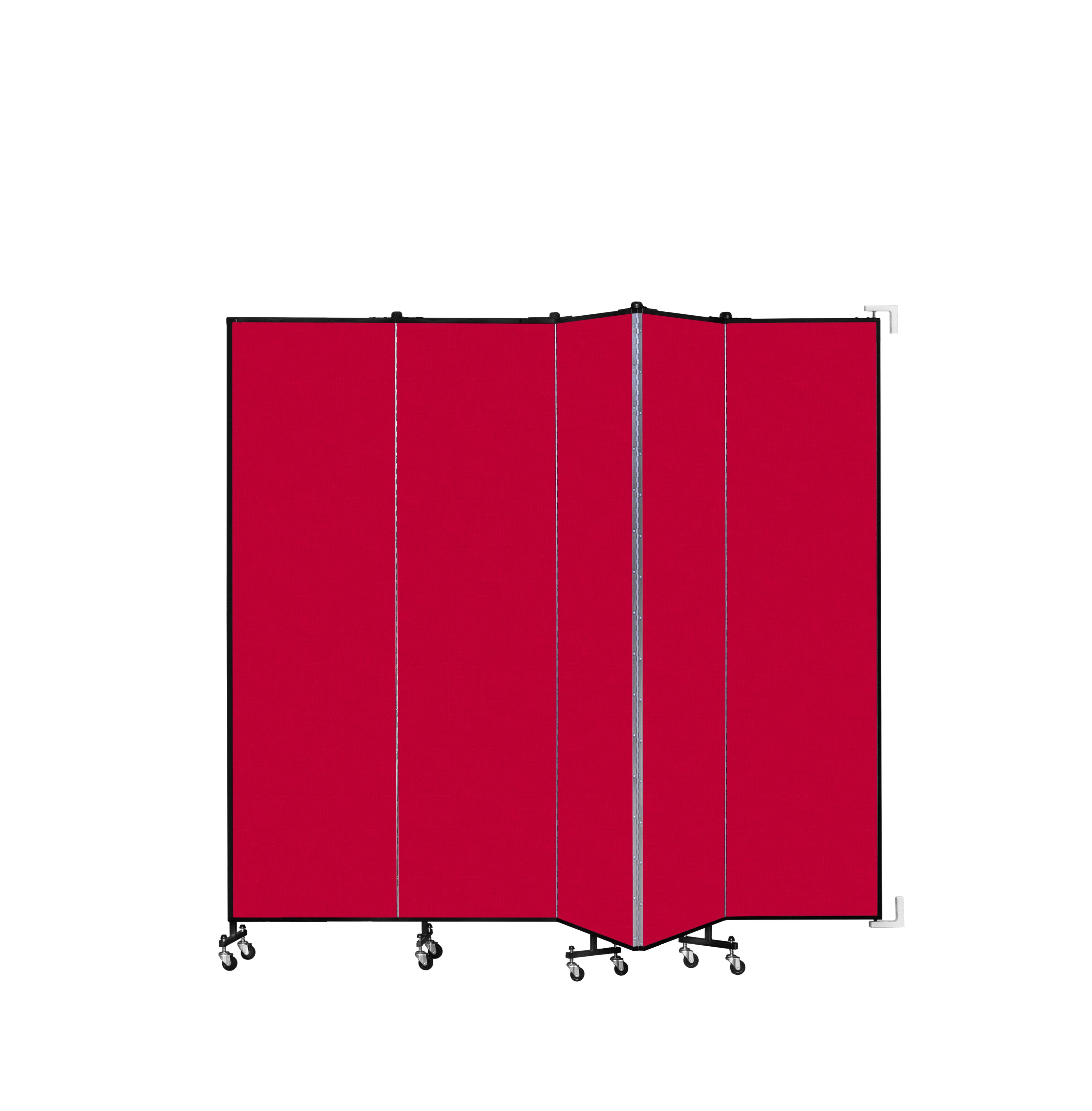 Wallmount Room Divider - 7' 4"H x 9' 2"L - 5 Panel, Primary Red, Fabric