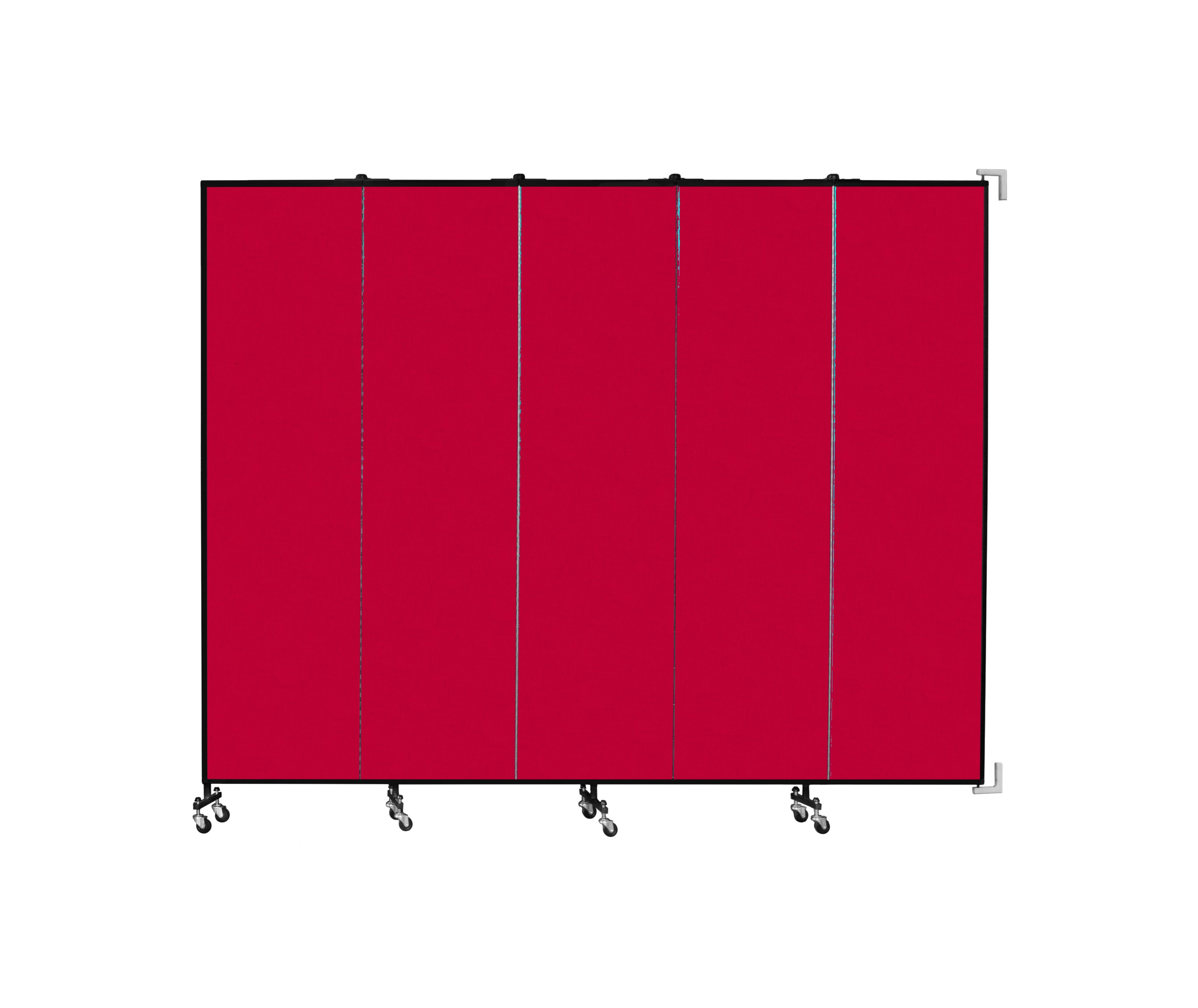 Wallmount Room Divider - 7' 4"H x 9' 2"L - 5 Panel, Primary Red, Fabric