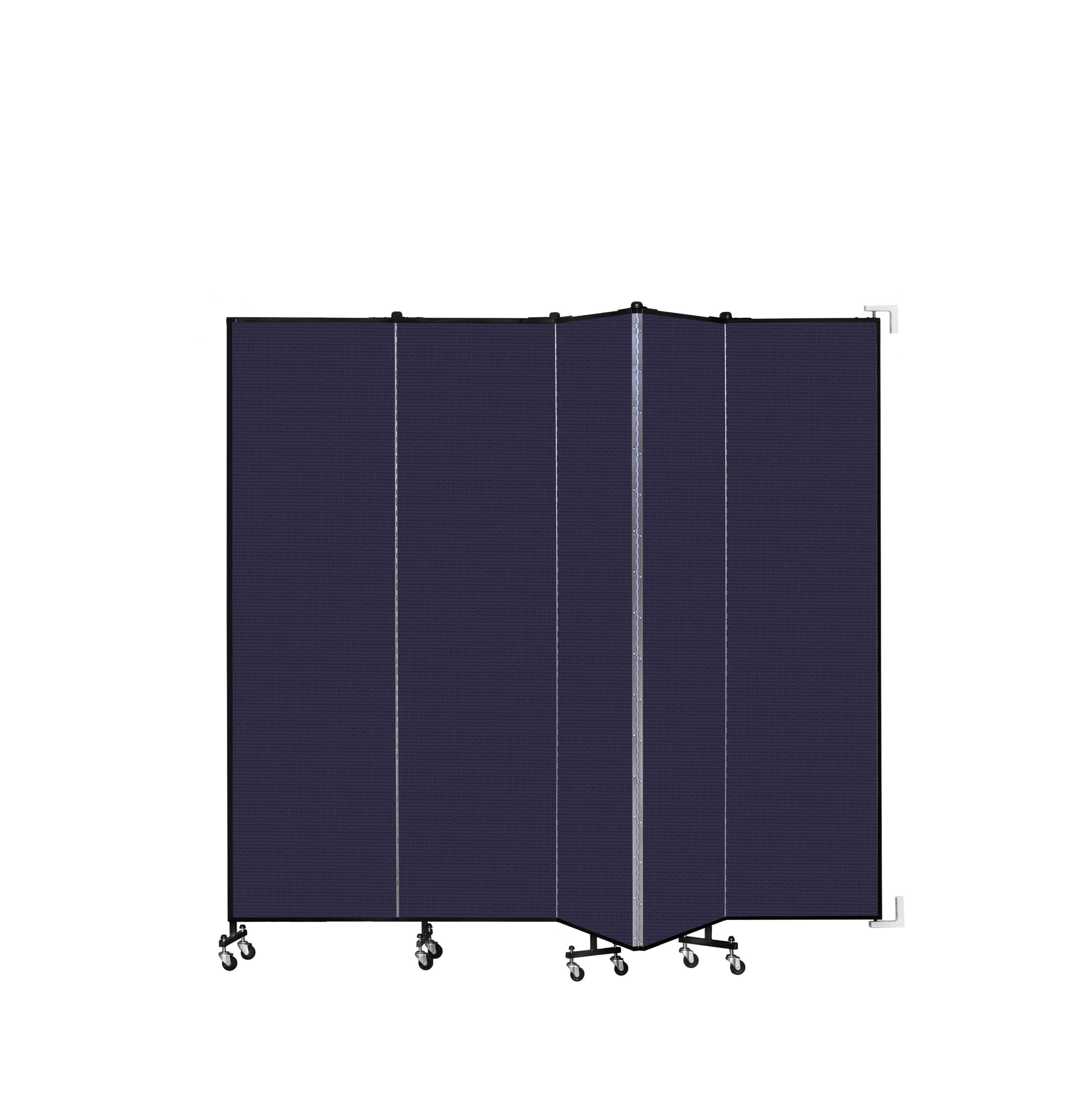 Wallmount Room Divider - 7' 4"H x 9' 2"L - 5 Panel, Navy, Fabric
