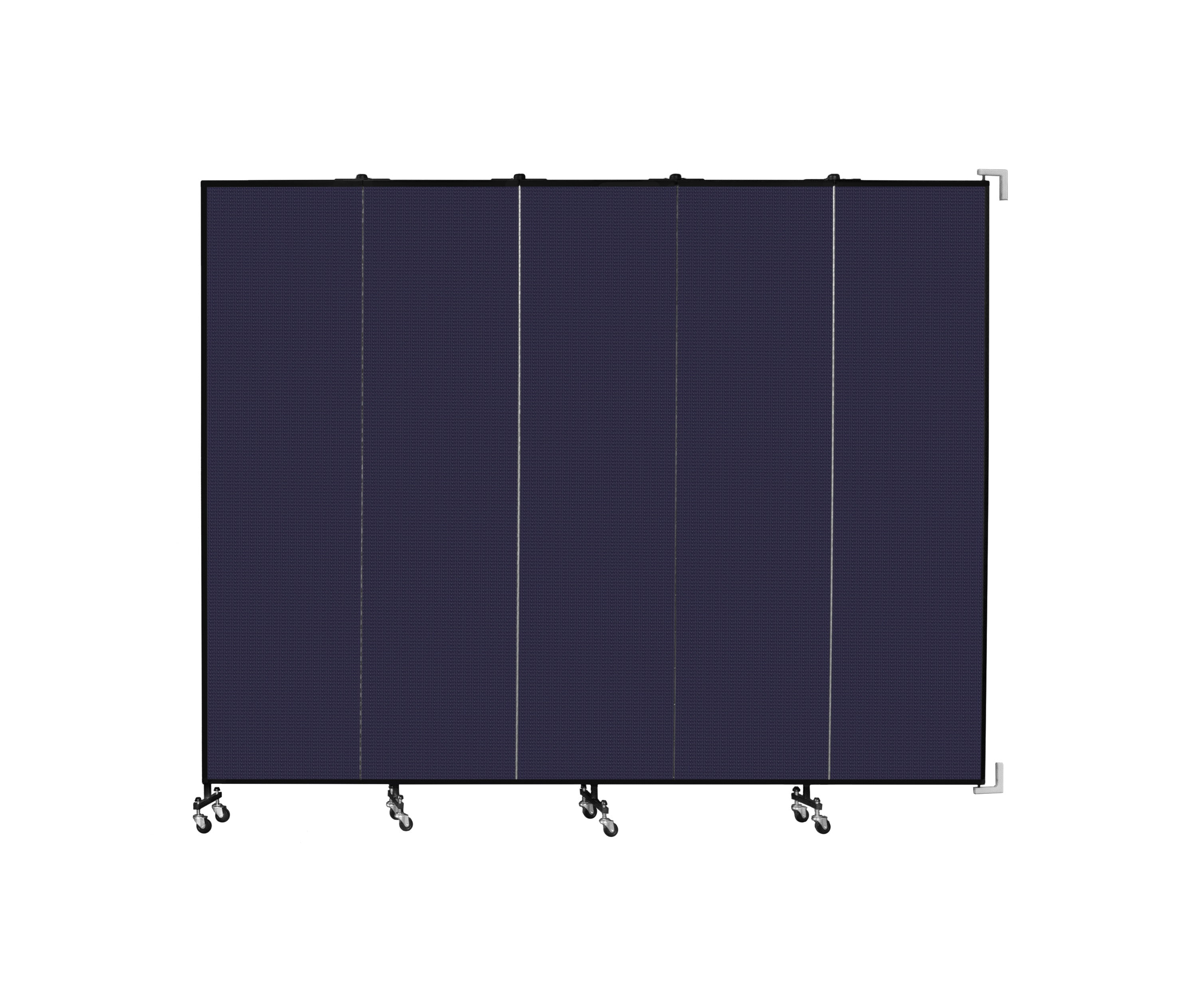 Wallmount Room Divider - 7' 4"H x 9' 2"L - 5 Panel, Navy, Fabric
