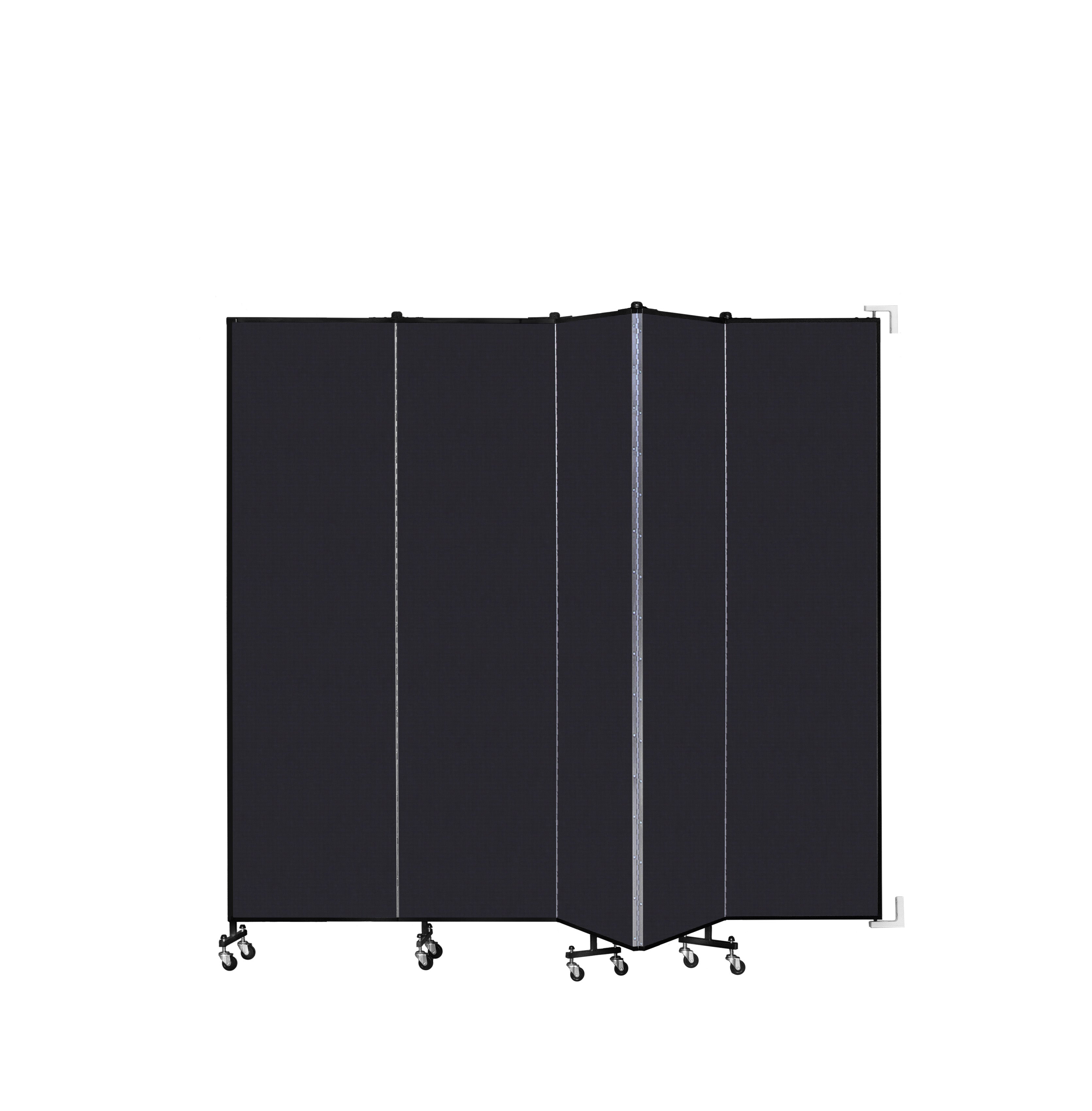 Wallmount Room Divider - 7' 4"H x 9' 2"L - 5 Panel, Black, Fabric