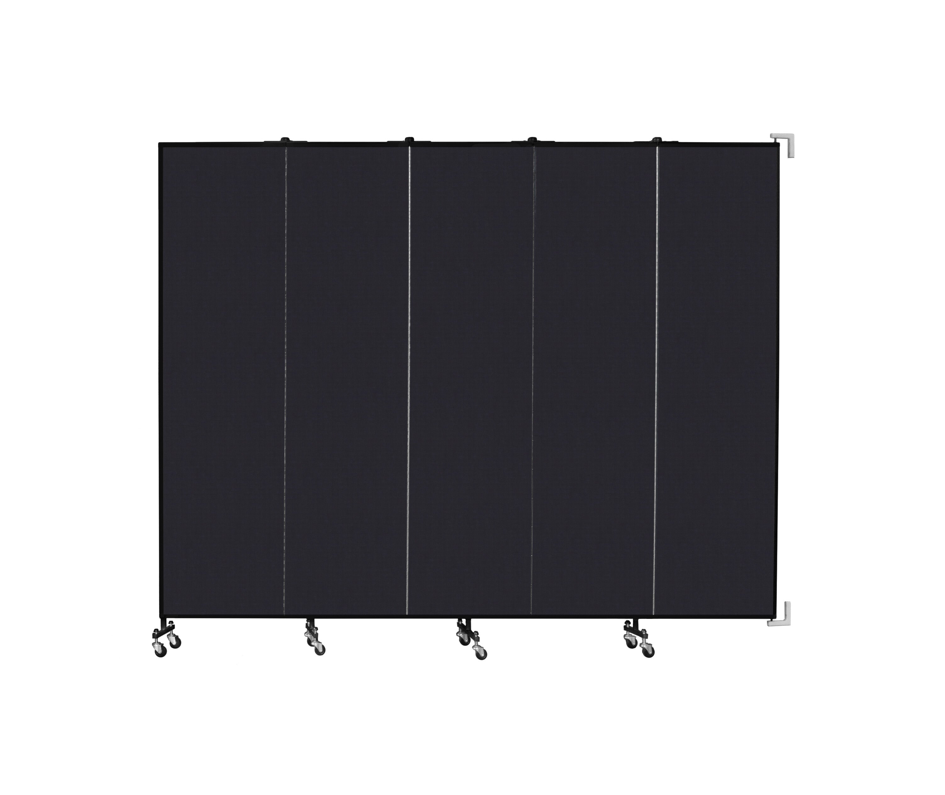 Wallmount Room Divider - 7' 4"H x 9' 2"L - 5 Panel, Black, Fabric