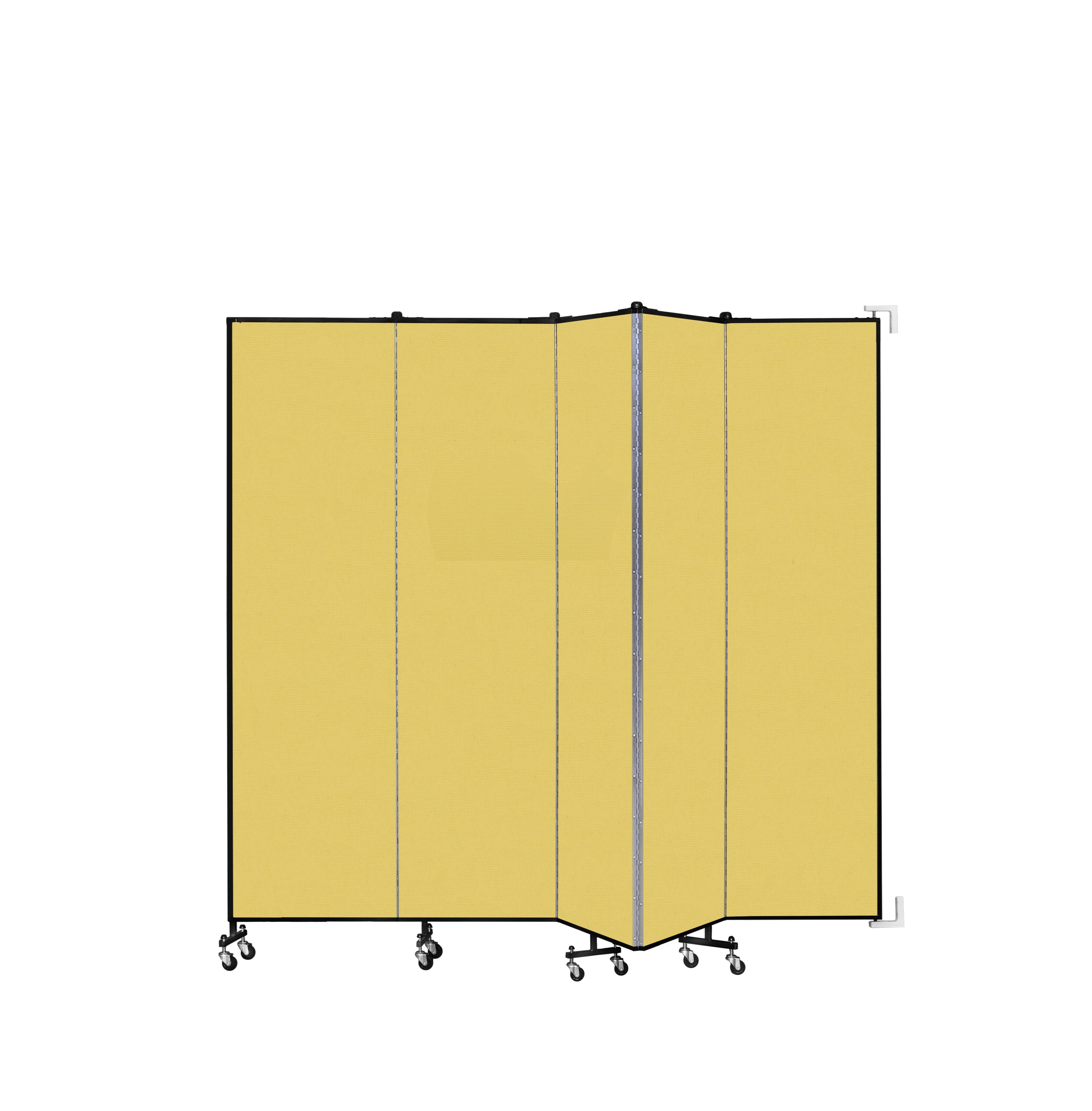 Wallmount Room Divider - 7' 4"H x 9' 2"L - 5 Panel, Primary Yellow, Fabric