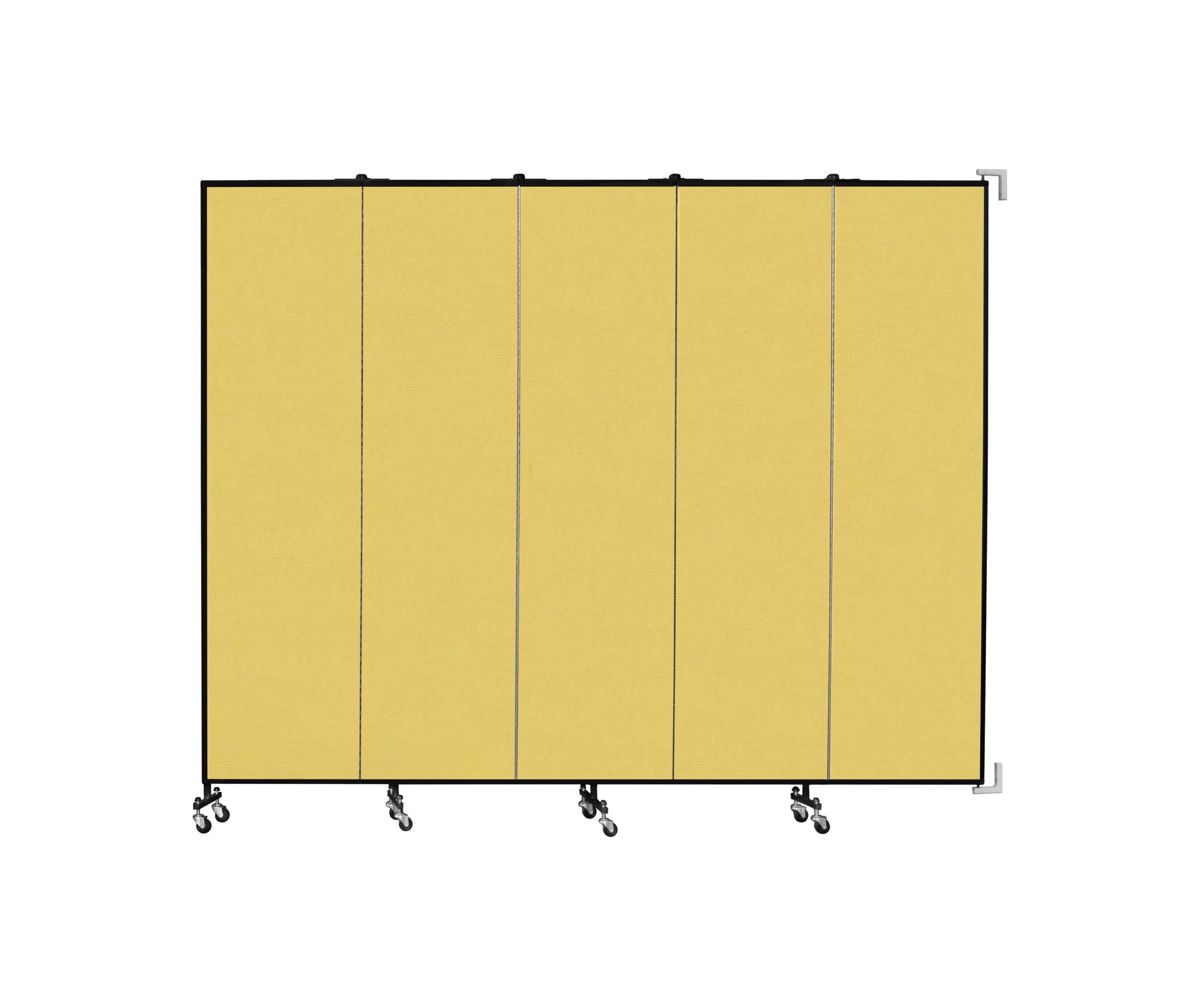 Wallmount Room Divider - 7' 4"H x 9' 2"L - 5 Panel, Primary Yellow, Fabric