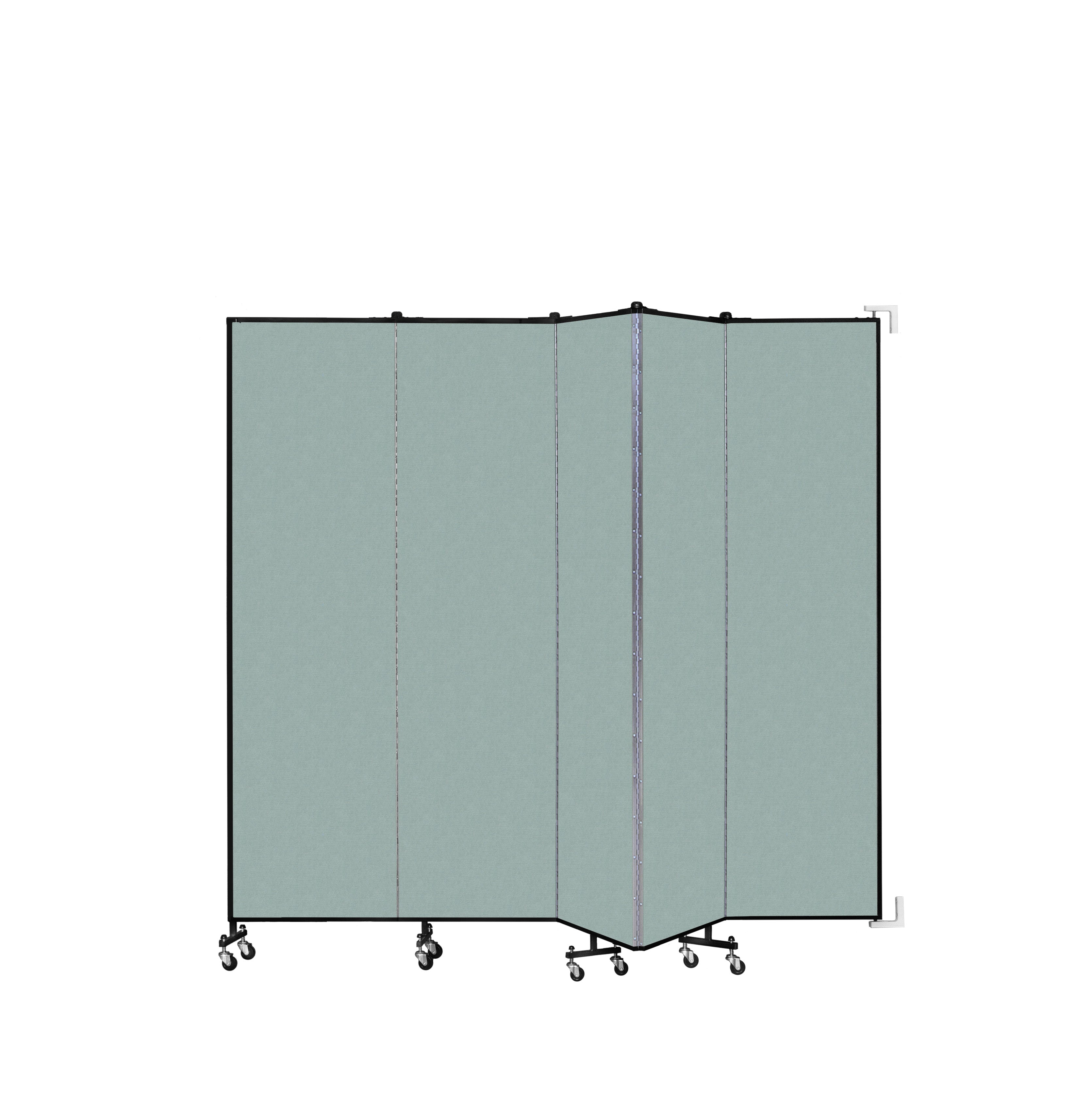 Wallmount Room Divider - 7' 4"H x 9' 2"L - 5 Panel, Sea Green, Fabric