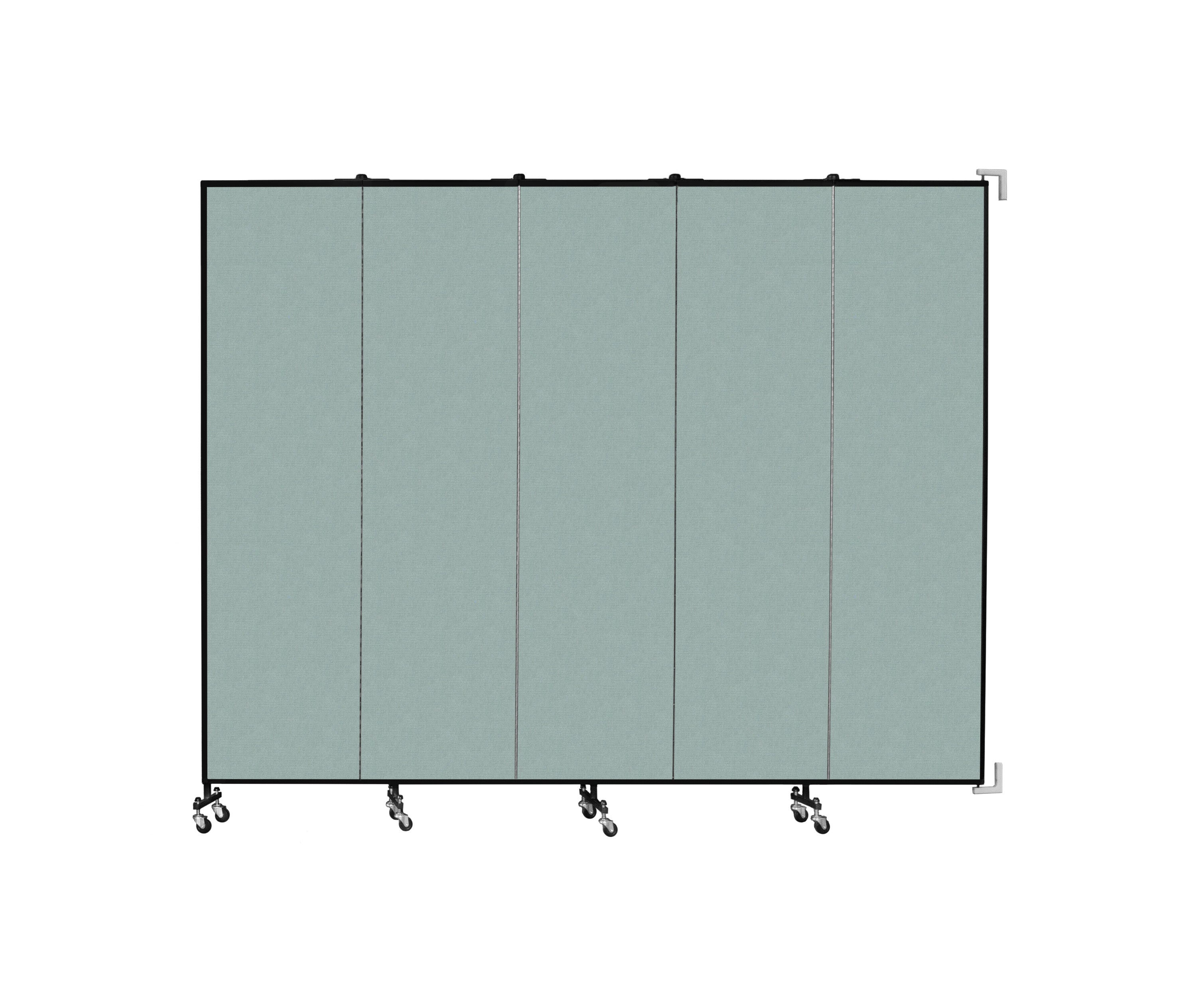 Wallmount Room Divider - 7' 4"H x 9' 2"L - 5 Panel, Sea Green, Fabric