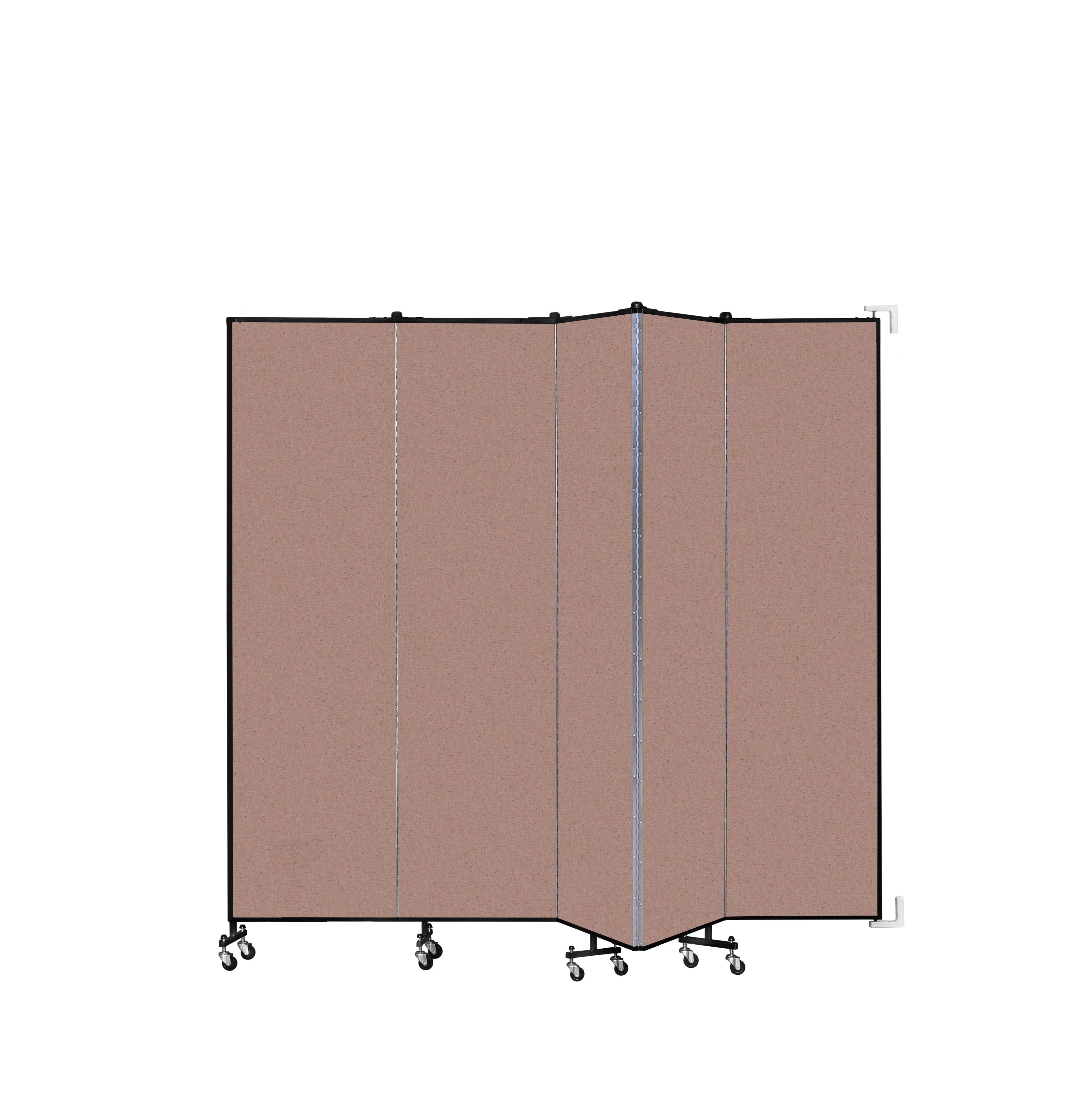 Wallmount Room Divider - 7' 4"H x 9' 2"L - 5 Panel, Rasberry, Vinyl