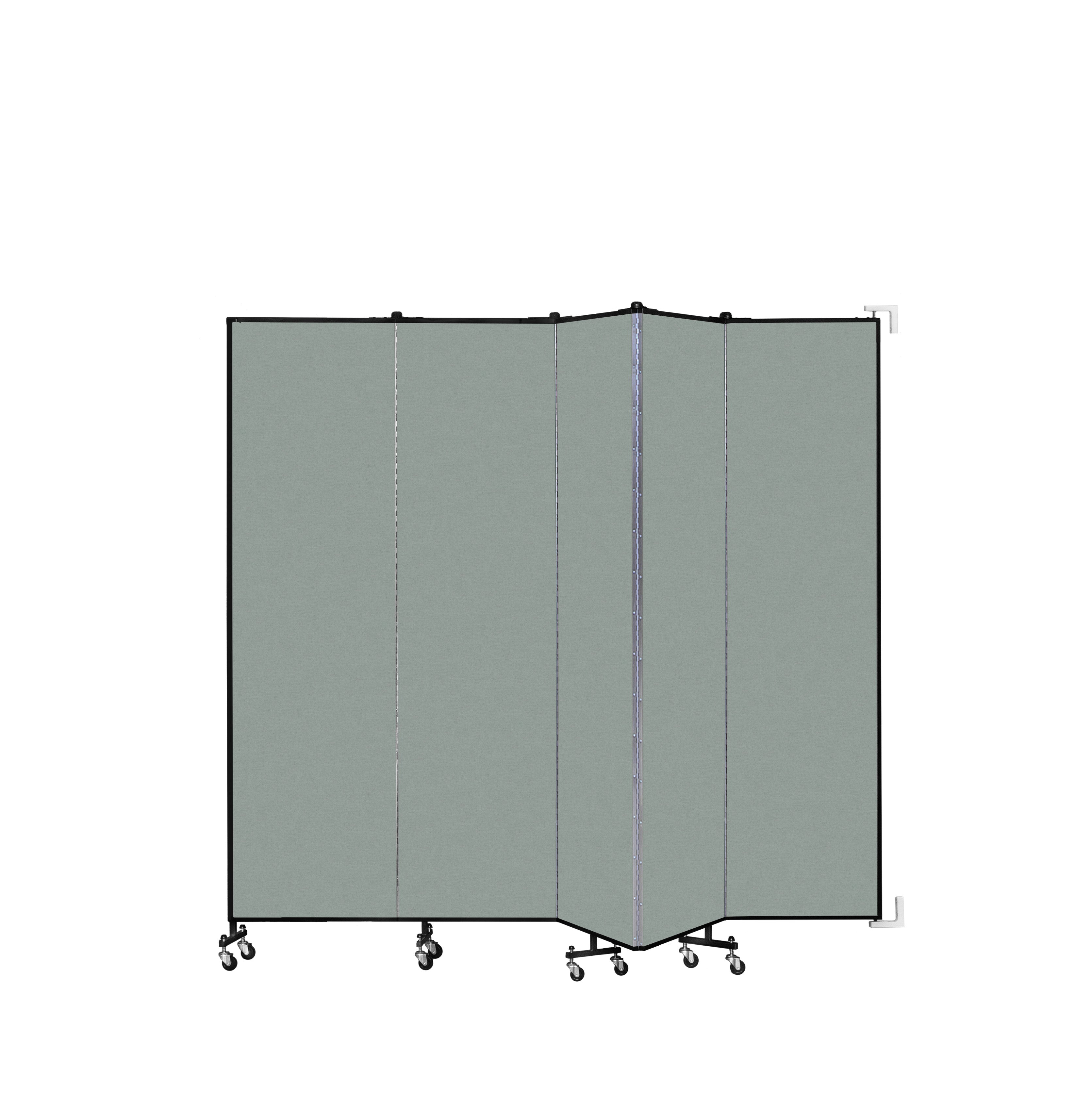 Wallmount Room Divider - 7' 4"H x 9' 2"L - 5 Panel, Mint, Vinyl