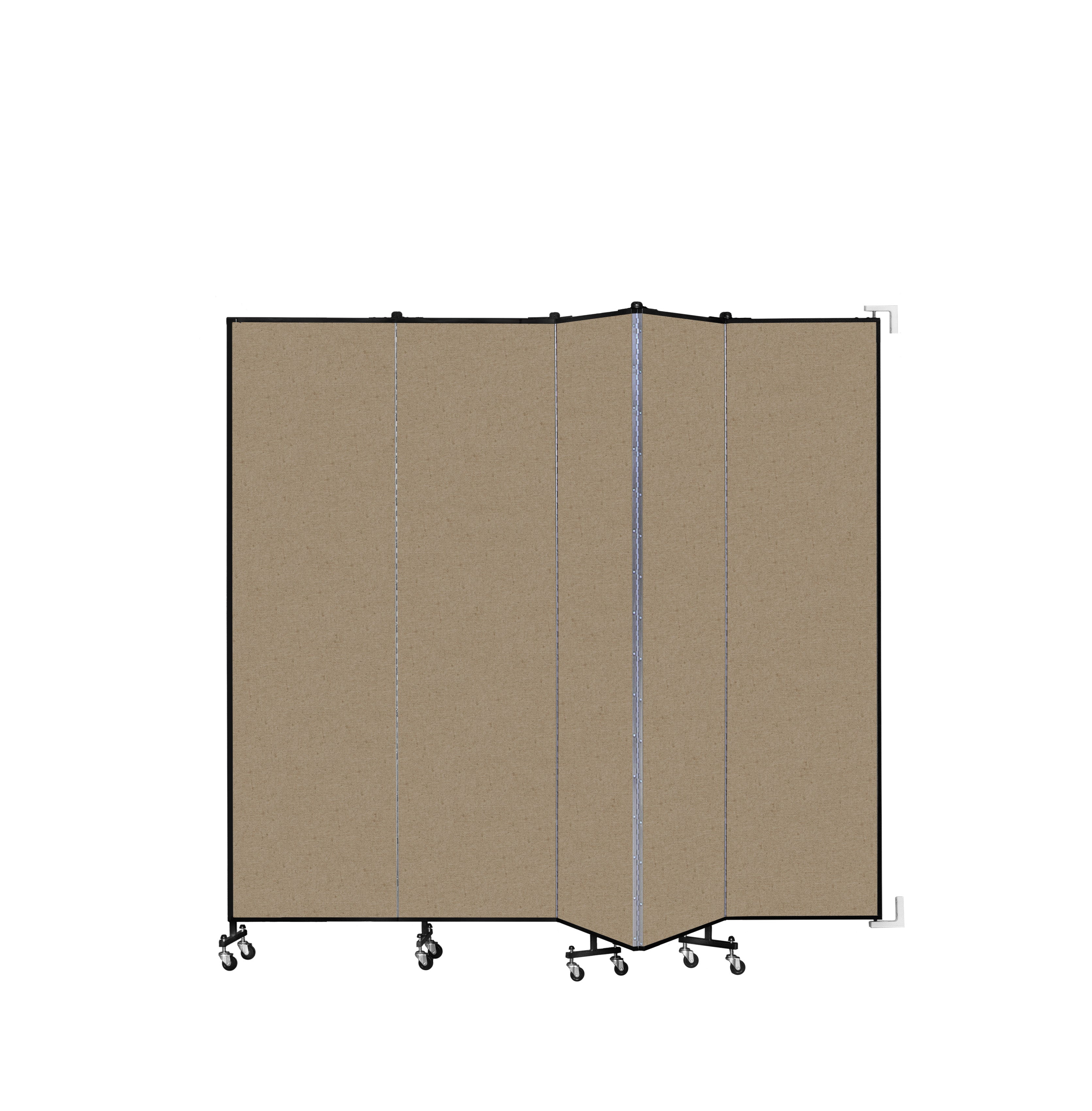 Wallmount Room Divider - 7' 4"H x 9' 2"L - 5 Panel, Sandalwood, Vinyl