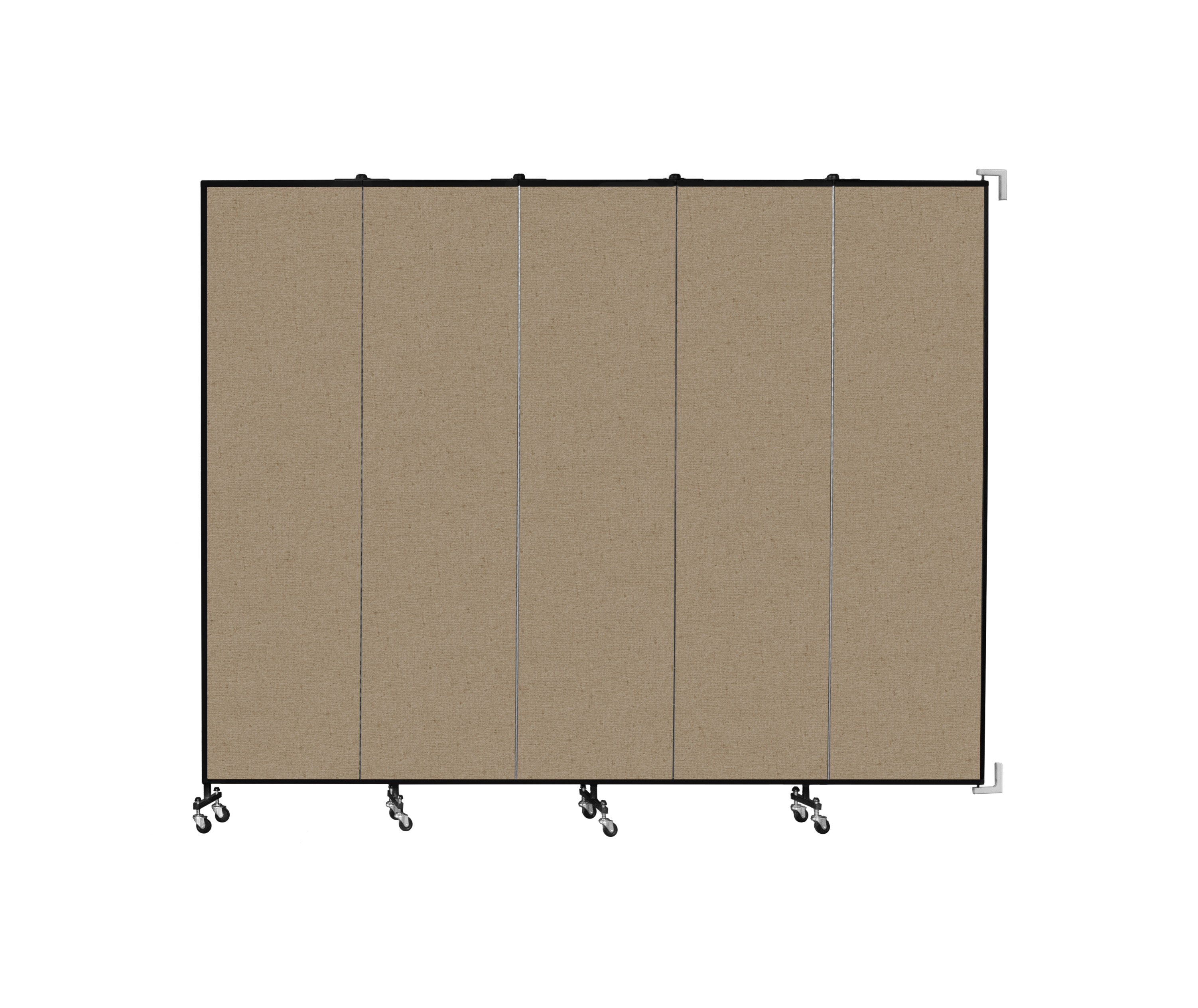 Wallmount Room Divider - 7' 4"H x 9' 2"L - 5 Panel, Sandalwood, Vinyl