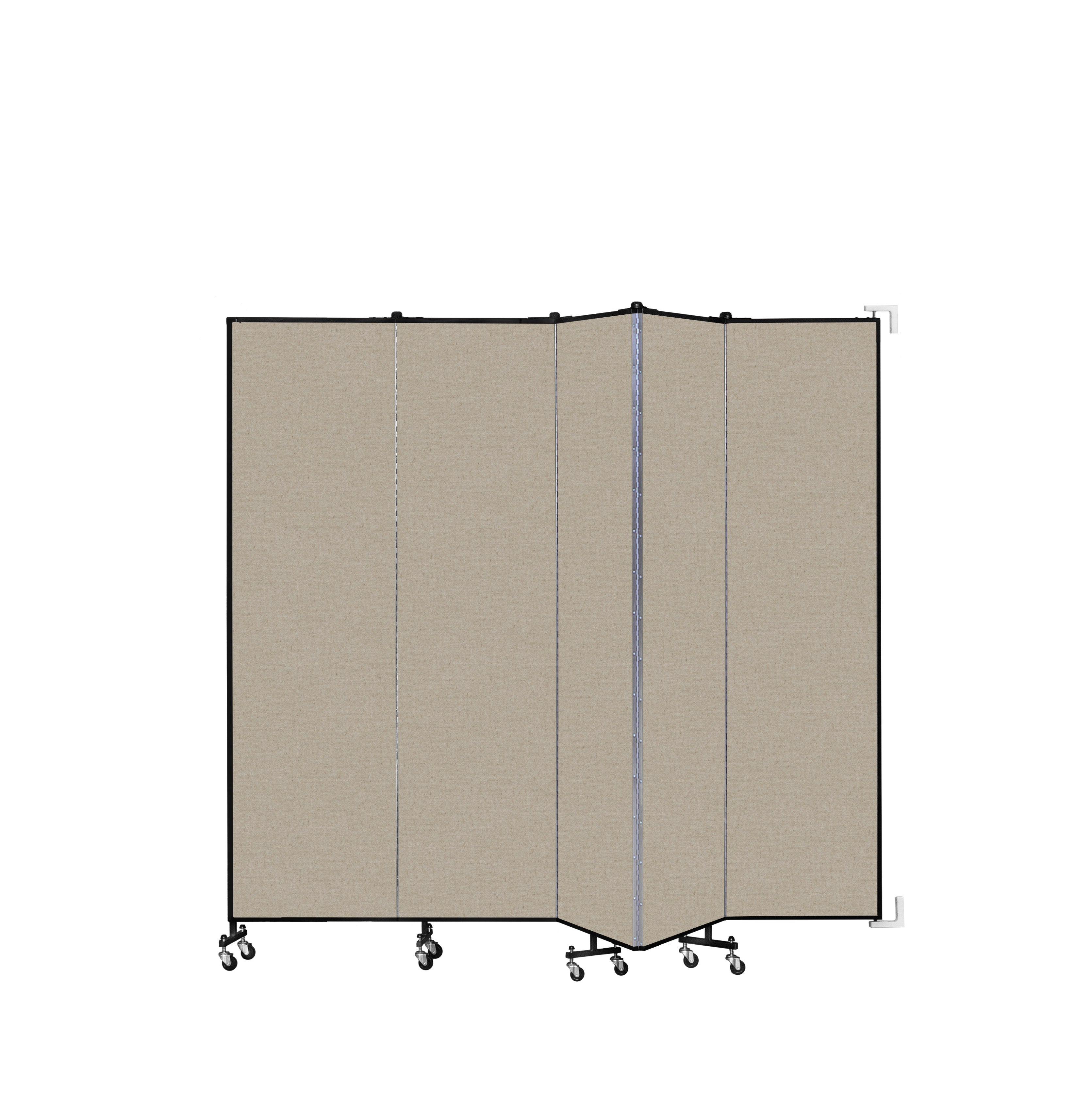 Wallmount Room Divider - 7' 4"H x 9' 2"L - 5 Panel, Hazelnut, Vinyl