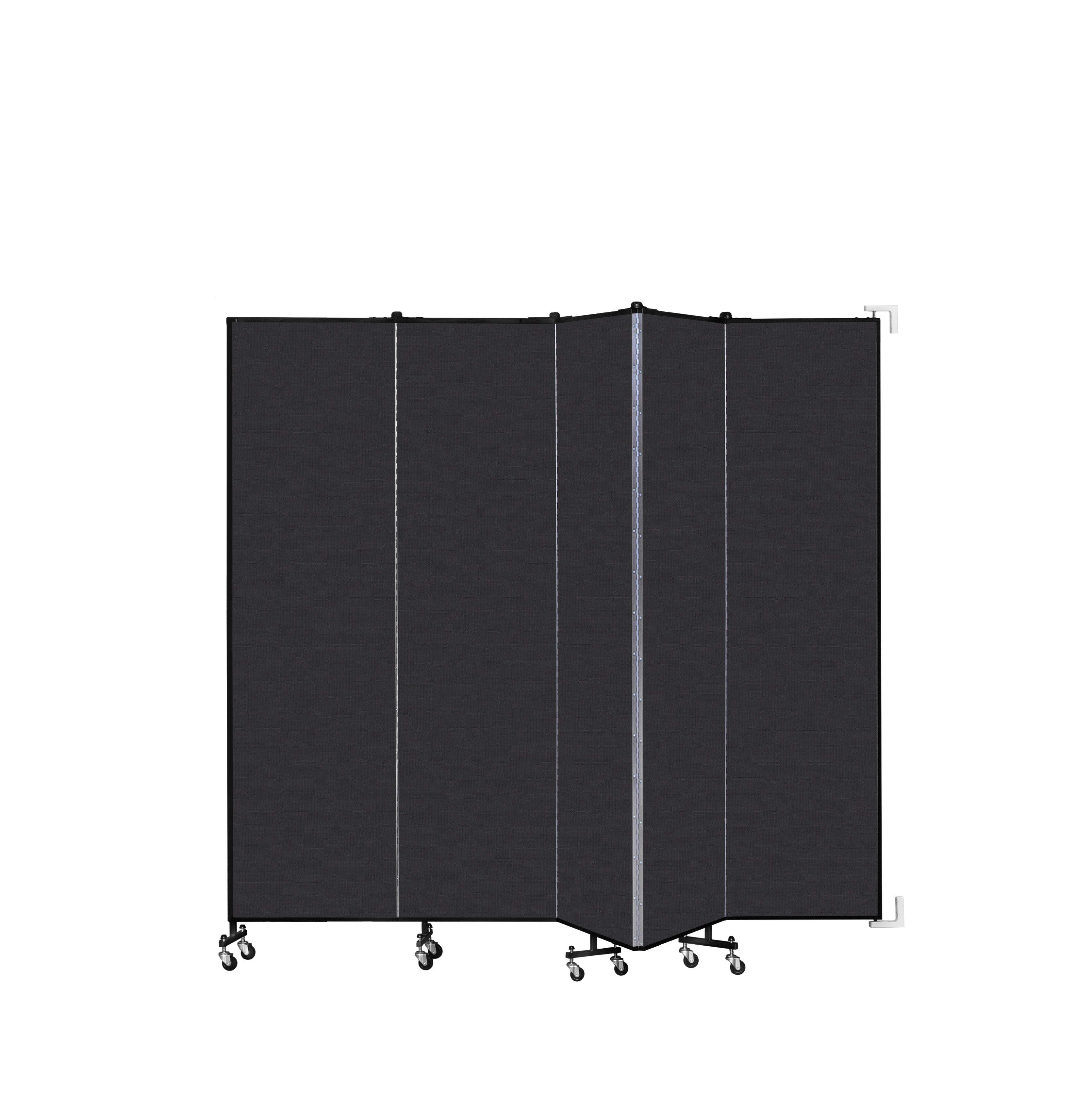 Wallmount Room Divider - 7' 4"H x 9' 2"L - 5 Panel, Coal, Vinyl