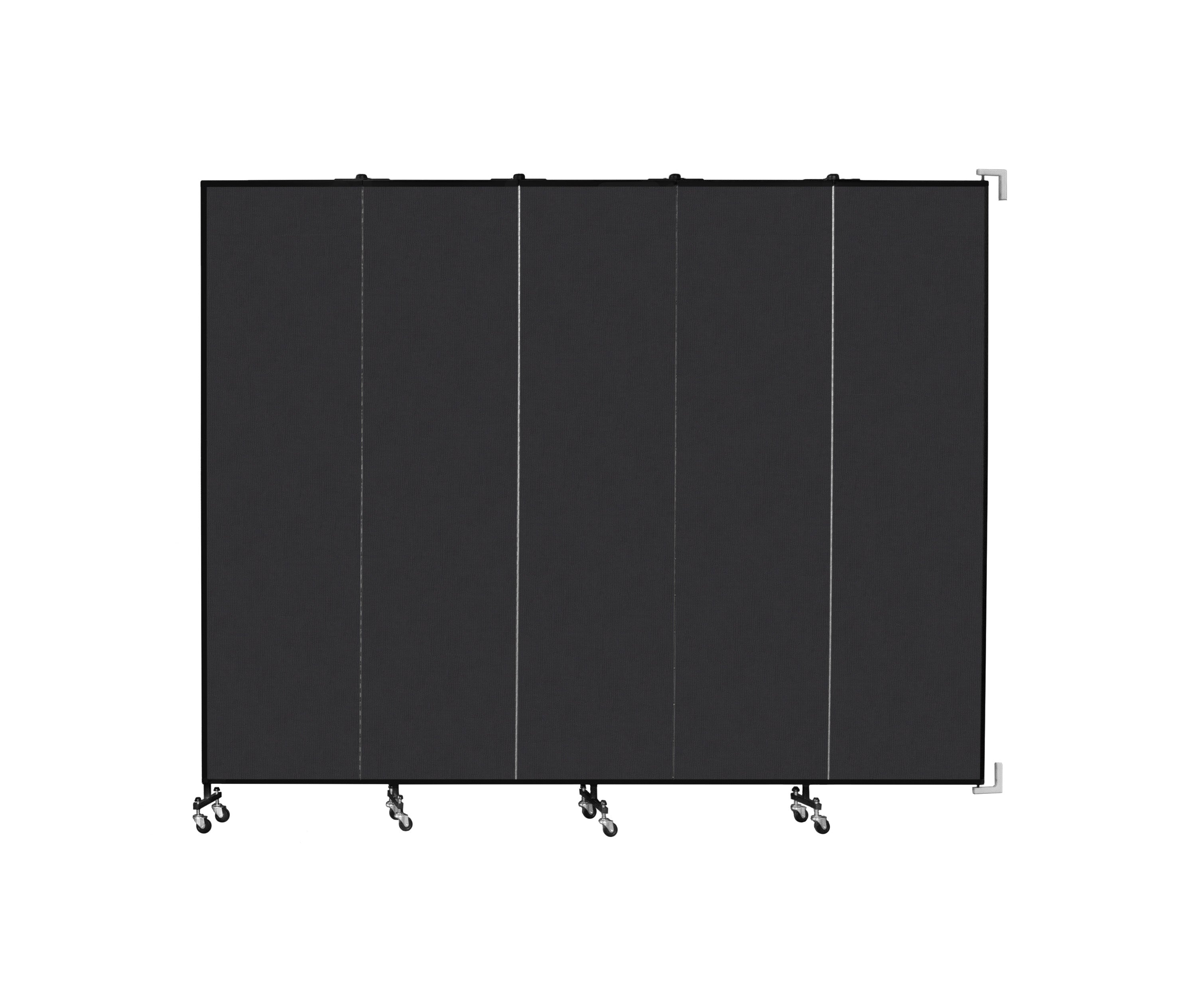 Wallmount Room Divider - 7' 4"H x 9' 2"L - 5 Panel, Coal, Vinyl