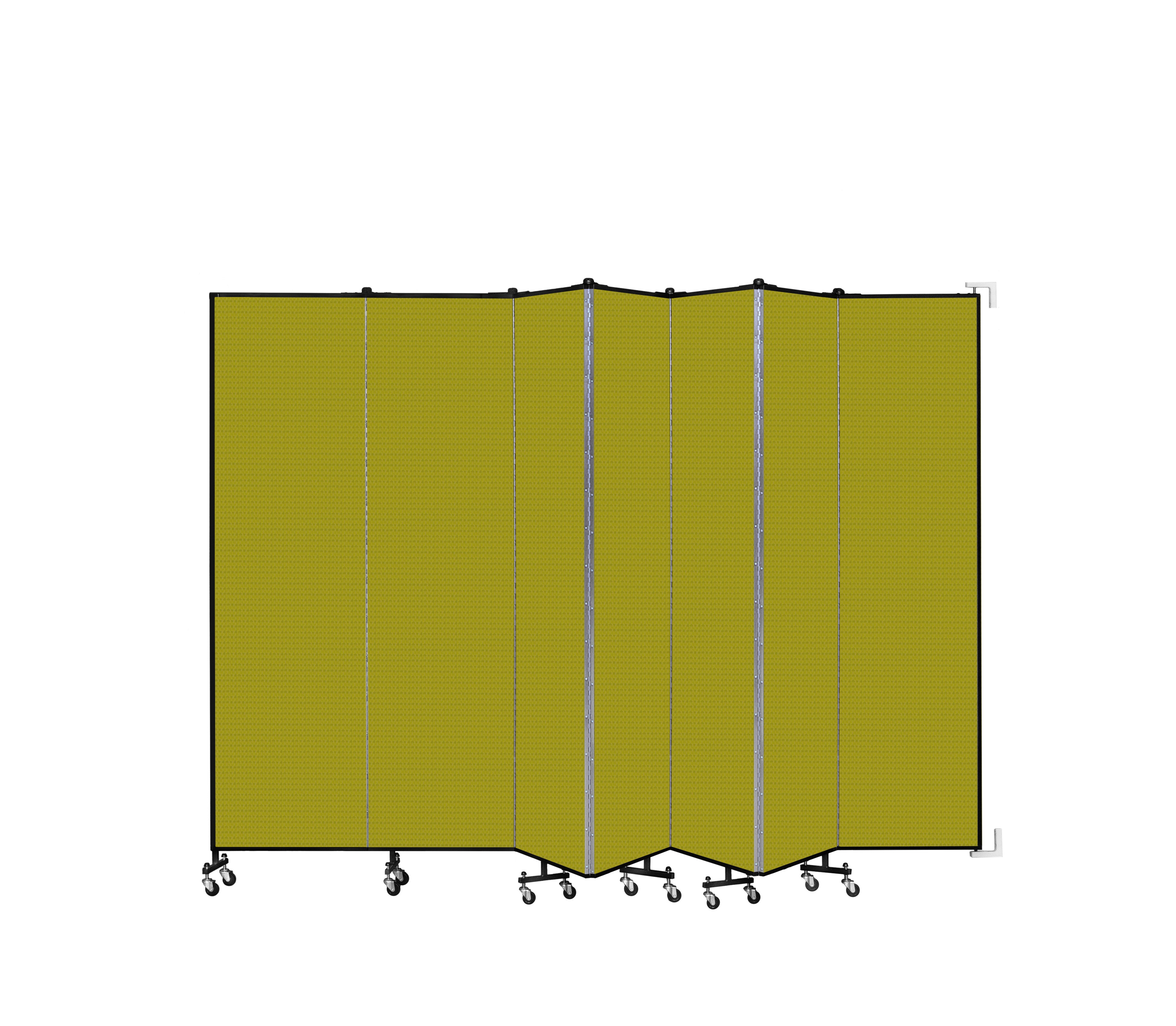 Wallmount Room Divider - 7' 4"H x 12' 10"L - 7 Panel, Apple Green, Fabric