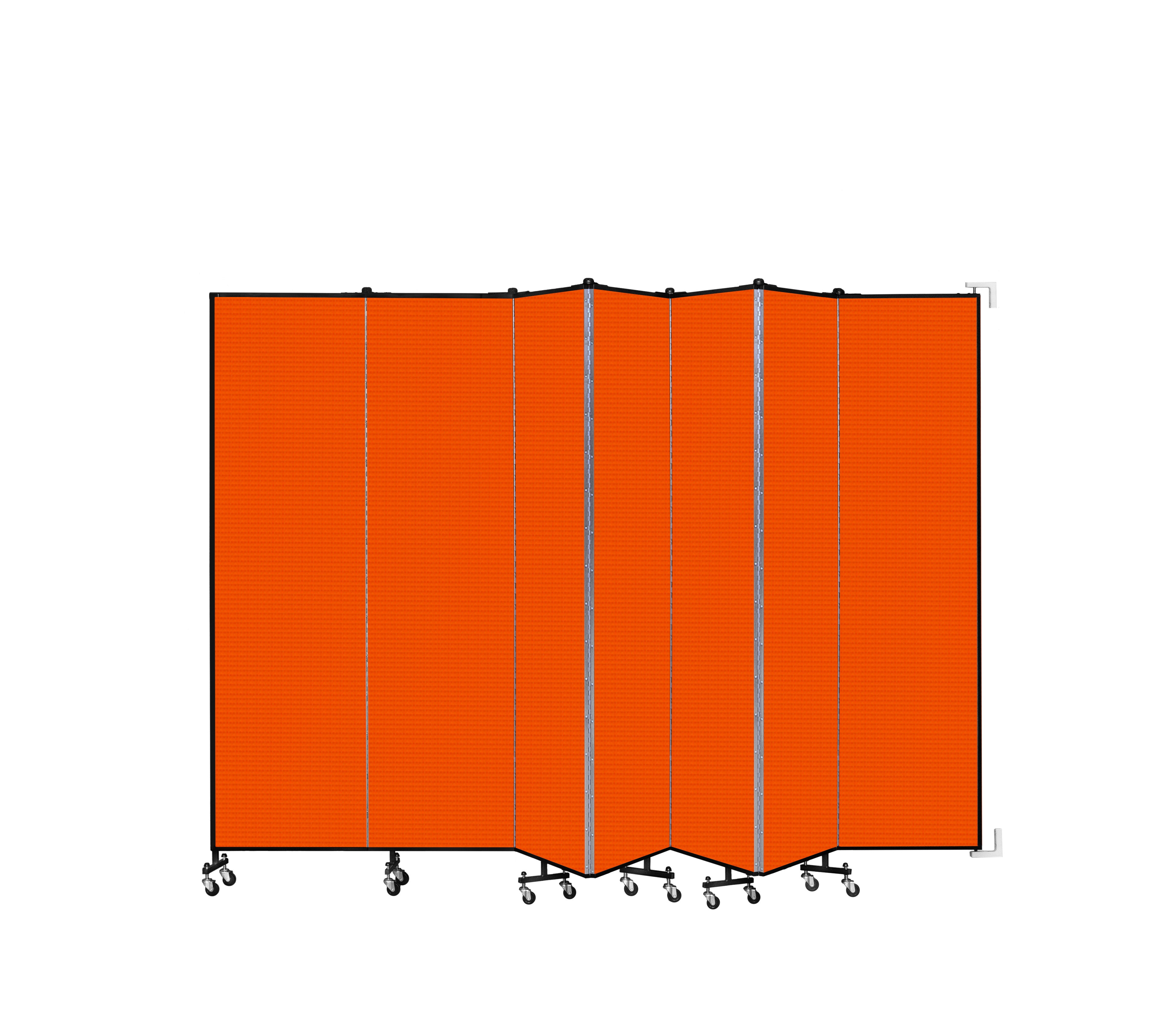 Wallmount Room Divider - 7' 4"H x 12' 10"L - 7 Panel, Orange, Fabric