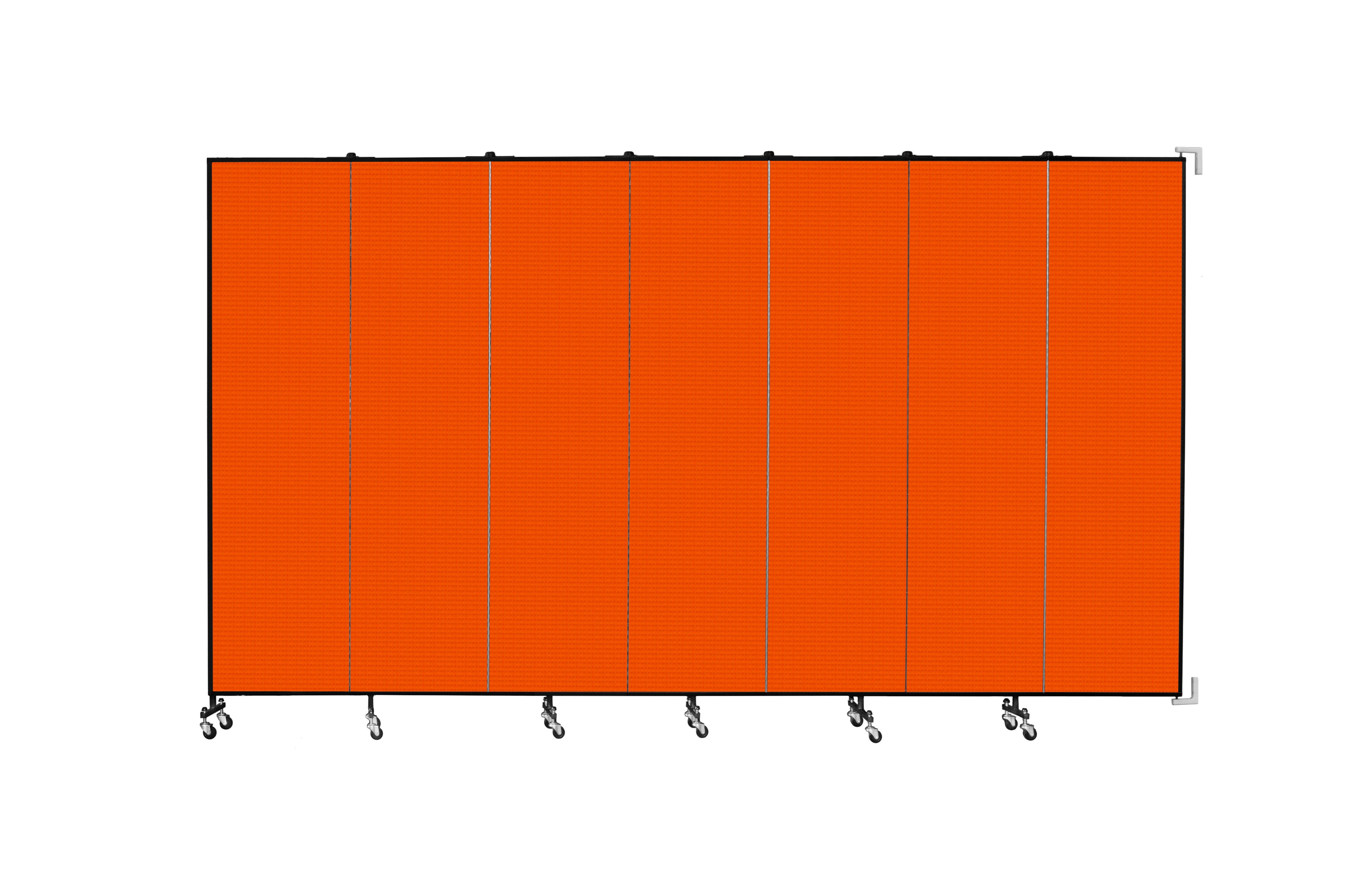 Wallmount Room Divider - 7' 4"H x 12' 10"L - 7 Panel, Orange, Fabric