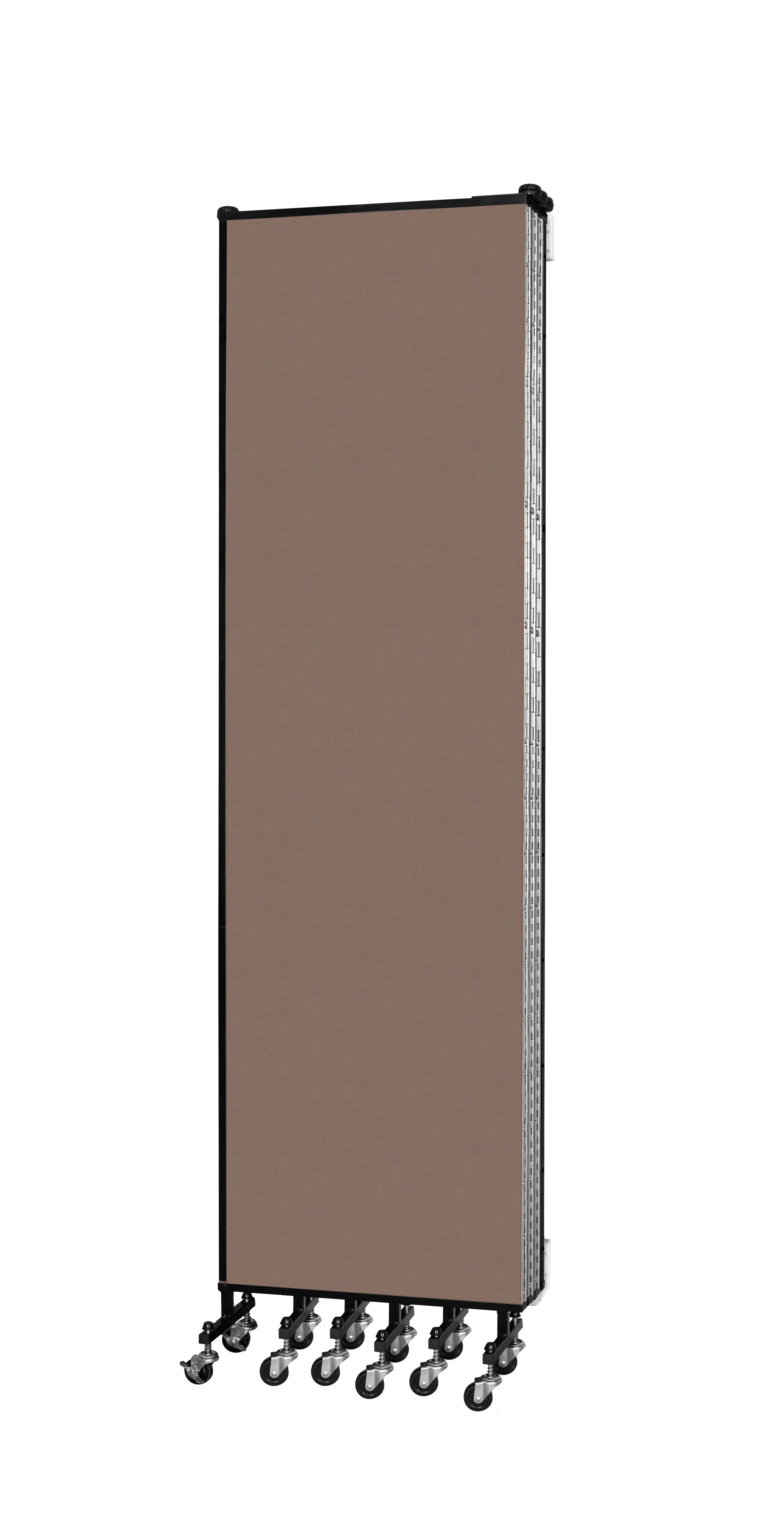 Wallmount Room Divider - 7' 4"H x 12' 10"L - 7 Panel, Walnut, Fabric