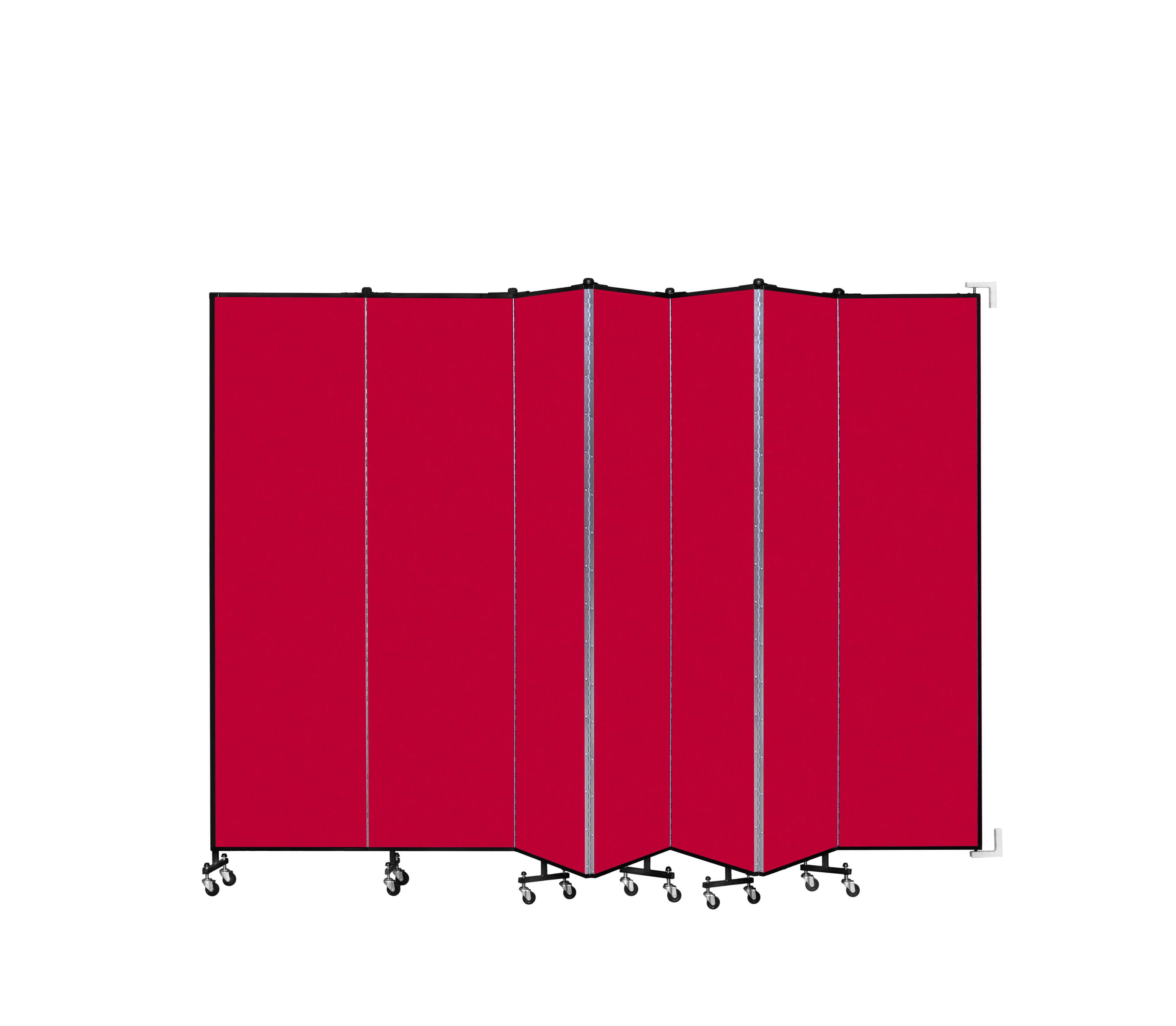 Wallmount Room Divider - 7' 4"H x 12' 10"L - 7 Panel, Primary Red, Fabric