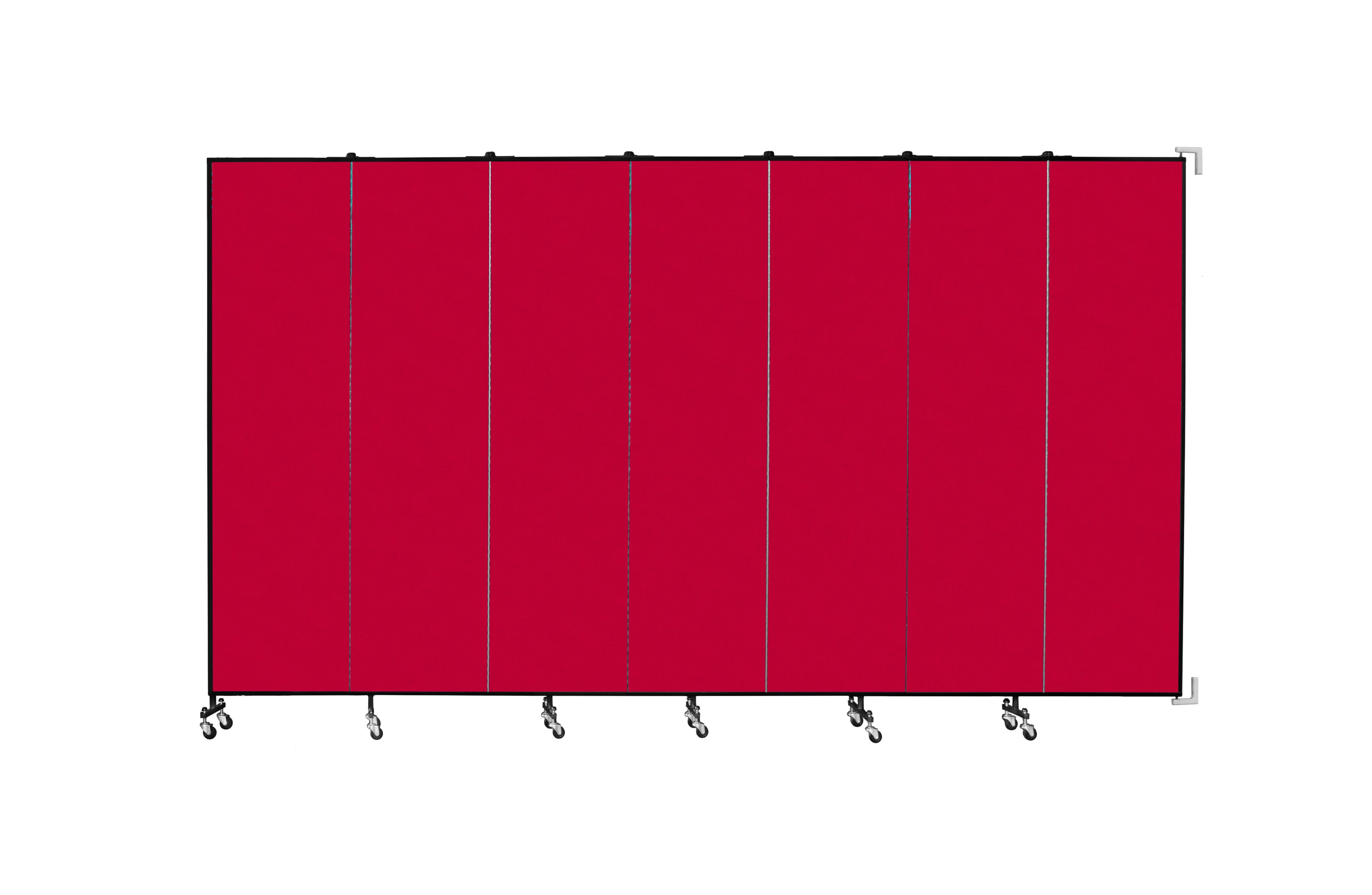 Wallmount Room Divider - 7' 4"H x 12' 10"L - 7 Panel, Primary Red, Fabric