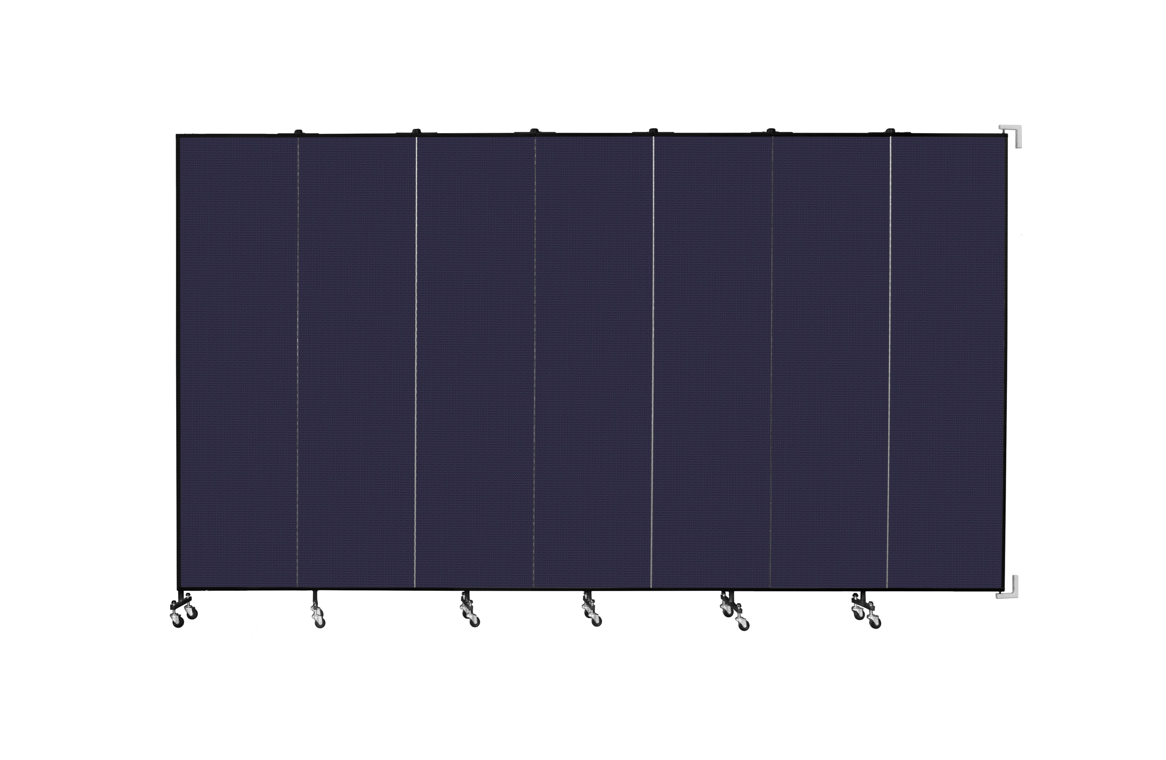 Wallmount Room Divider - 7' 4"H x 12' 10"L - 7 Panel, Navy, Fabric