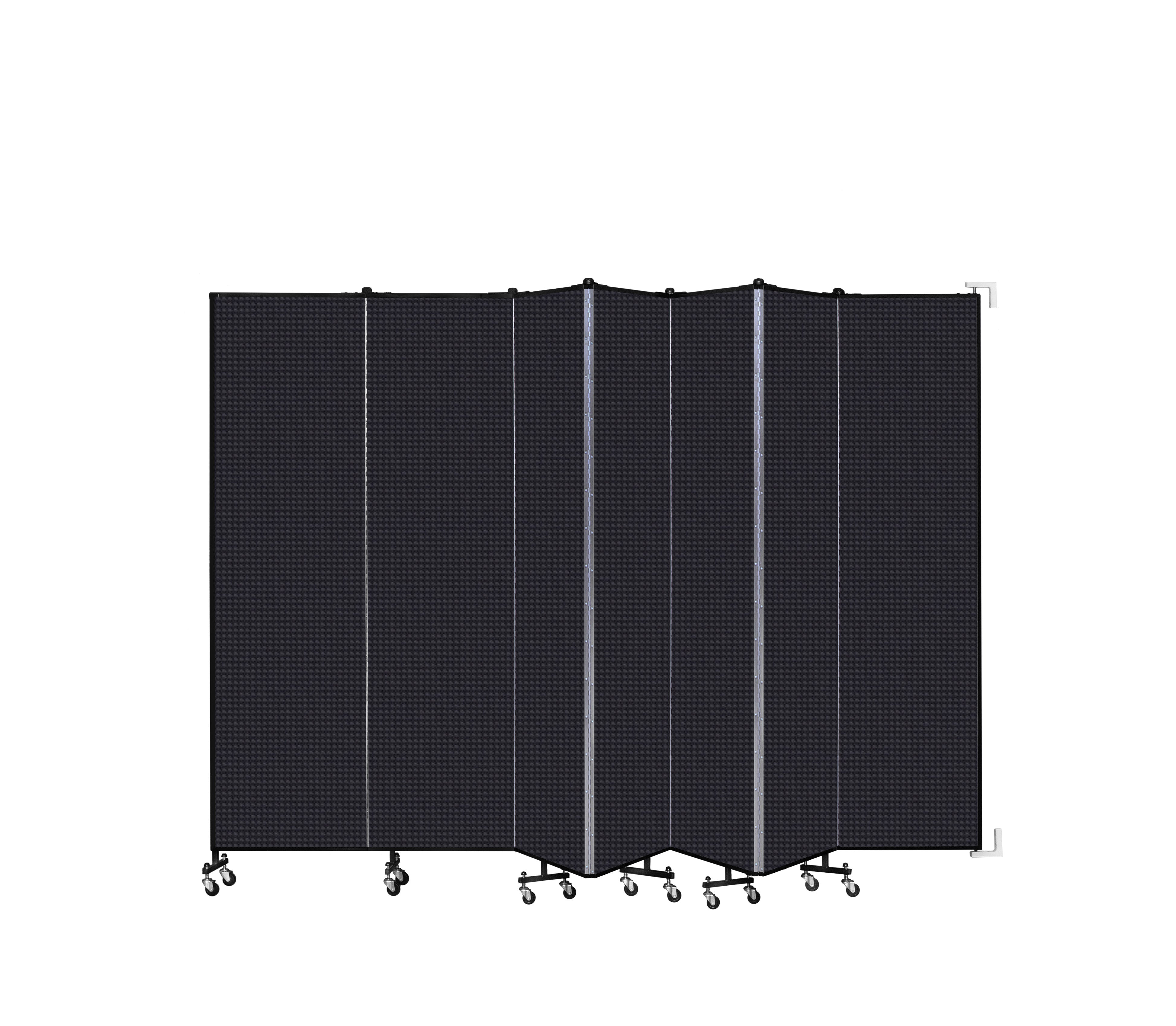Wallmount Room Divider - 7' 4"H x 12' 10"L - 7 Panel, Black, Fabric