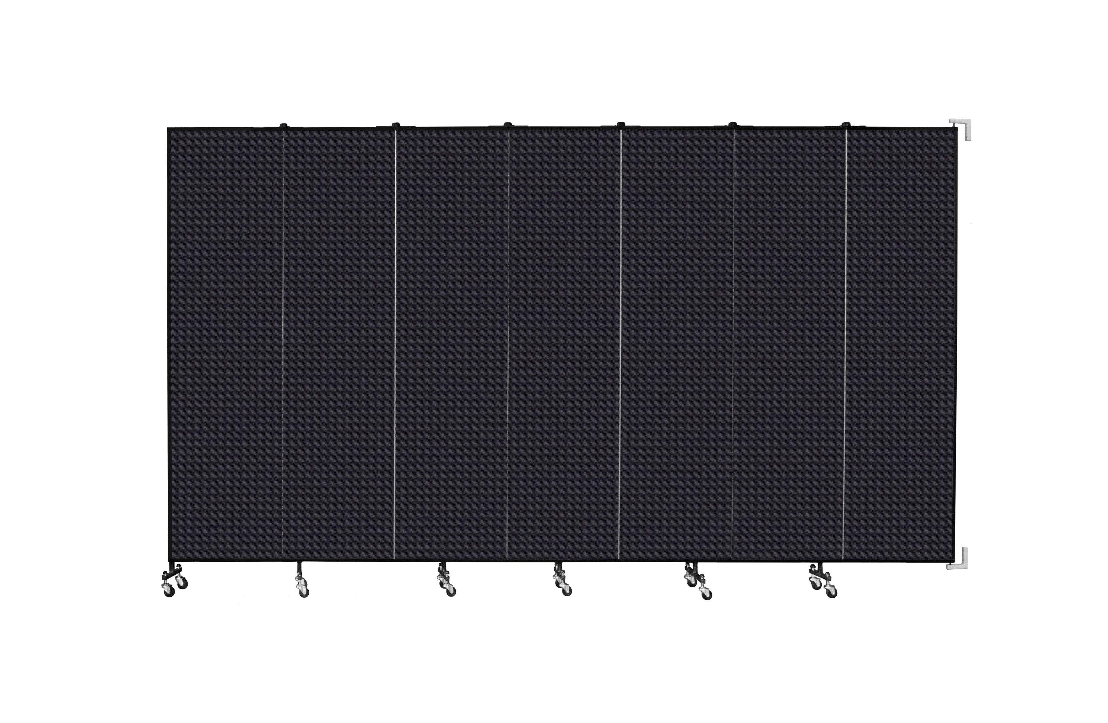 Wallmount Room Divider - 7' 4"H x 12' 10"L - 7 Panel, Black, Fabric