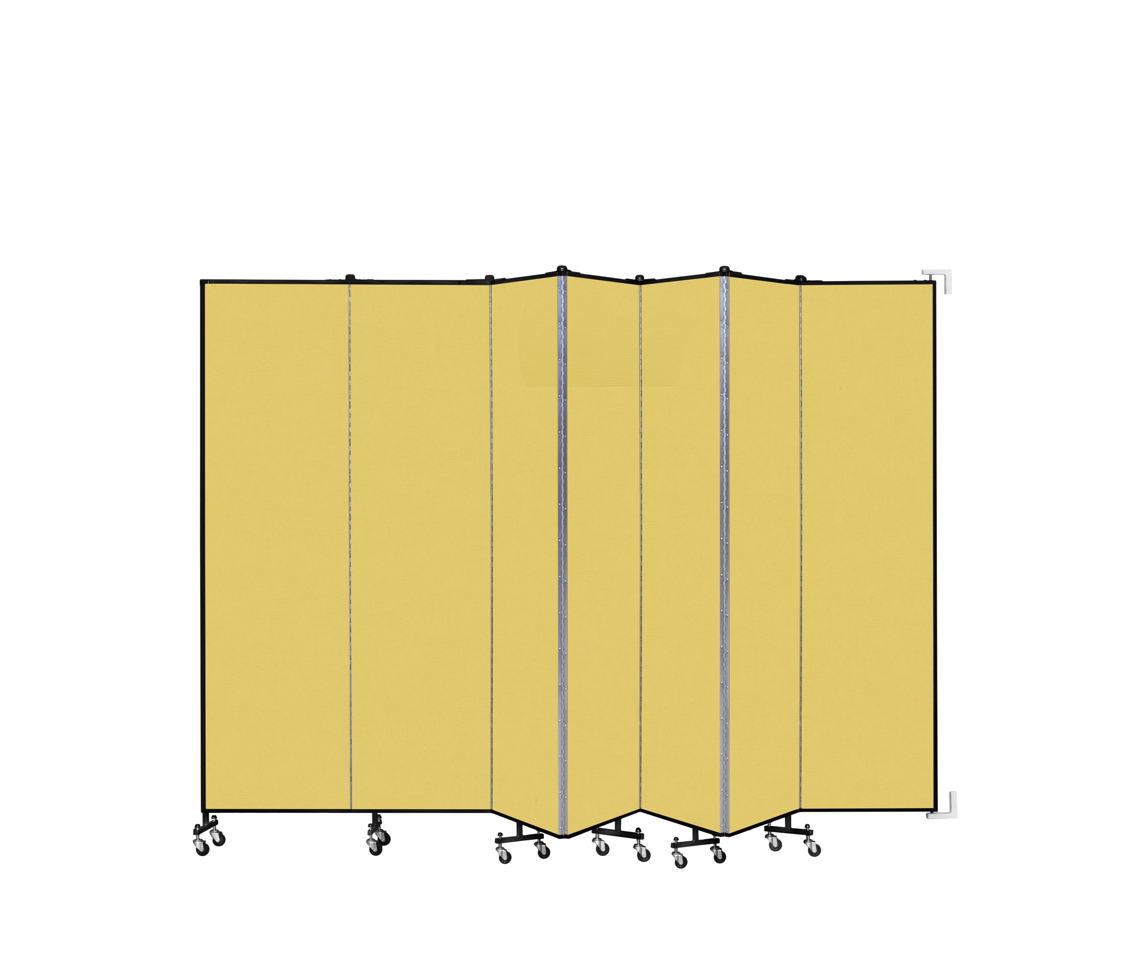 Wallmount Room Divider - 7' 4"H x 12' 10"L - 7 Panel, Primary Yellow, Fabric