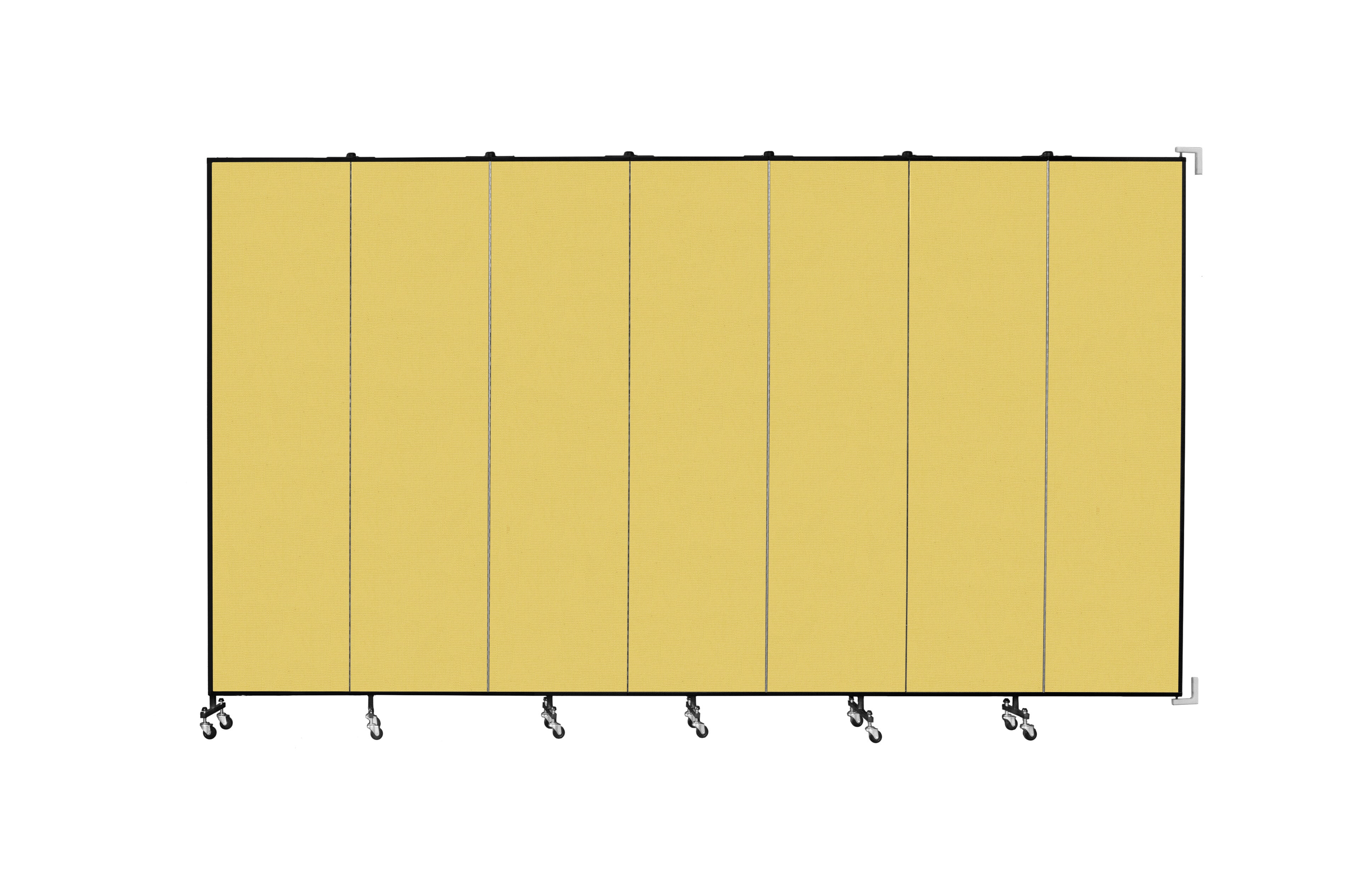 Wallmount Room Divider - 7' 4"H x 12' 10"L - 7 Panel, Primary Yellow, Fabric