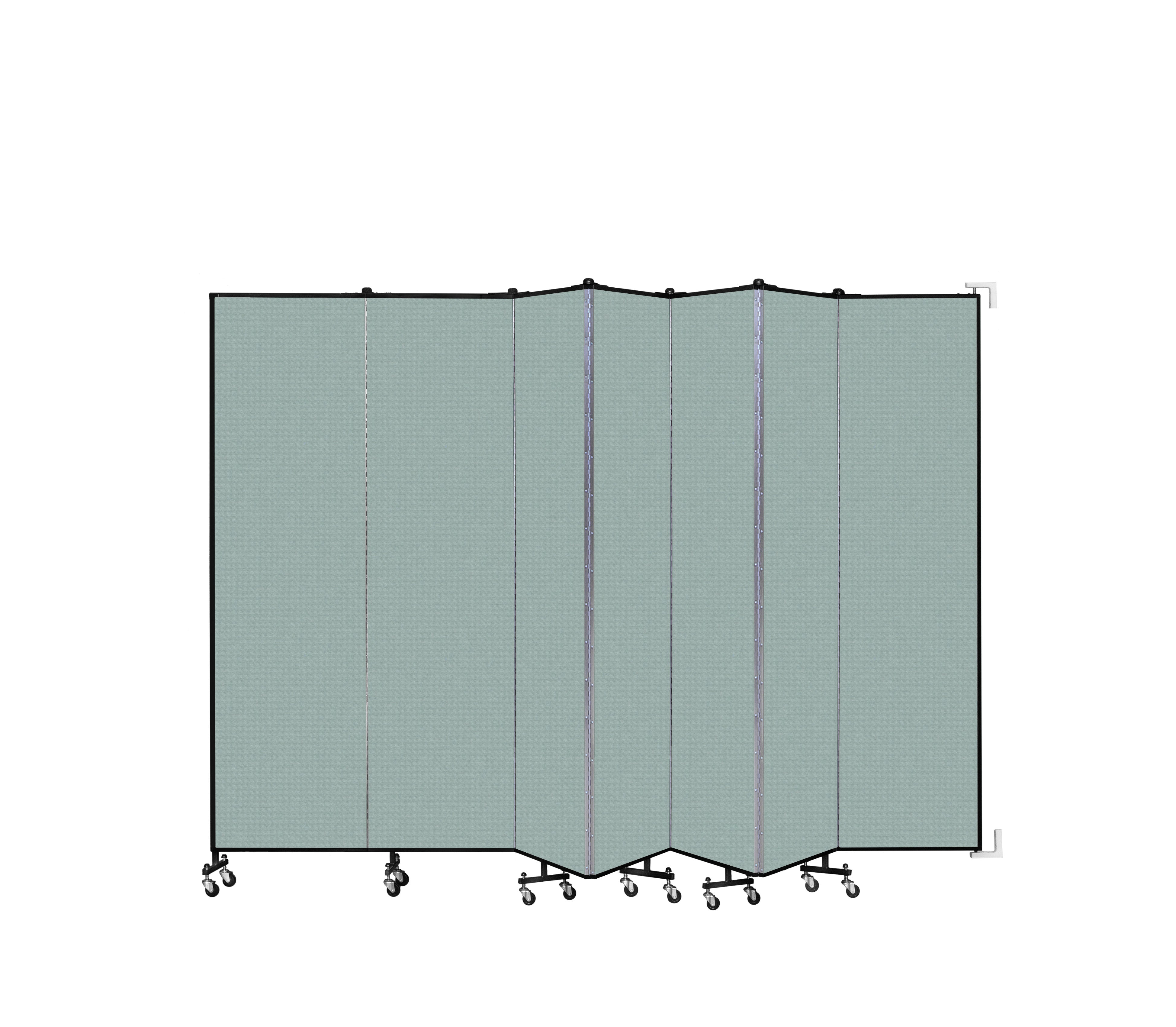 Wallmount Room Divider - 7' 4"H x 12' 10"L - 7 Panel, Sea Green, Fabric