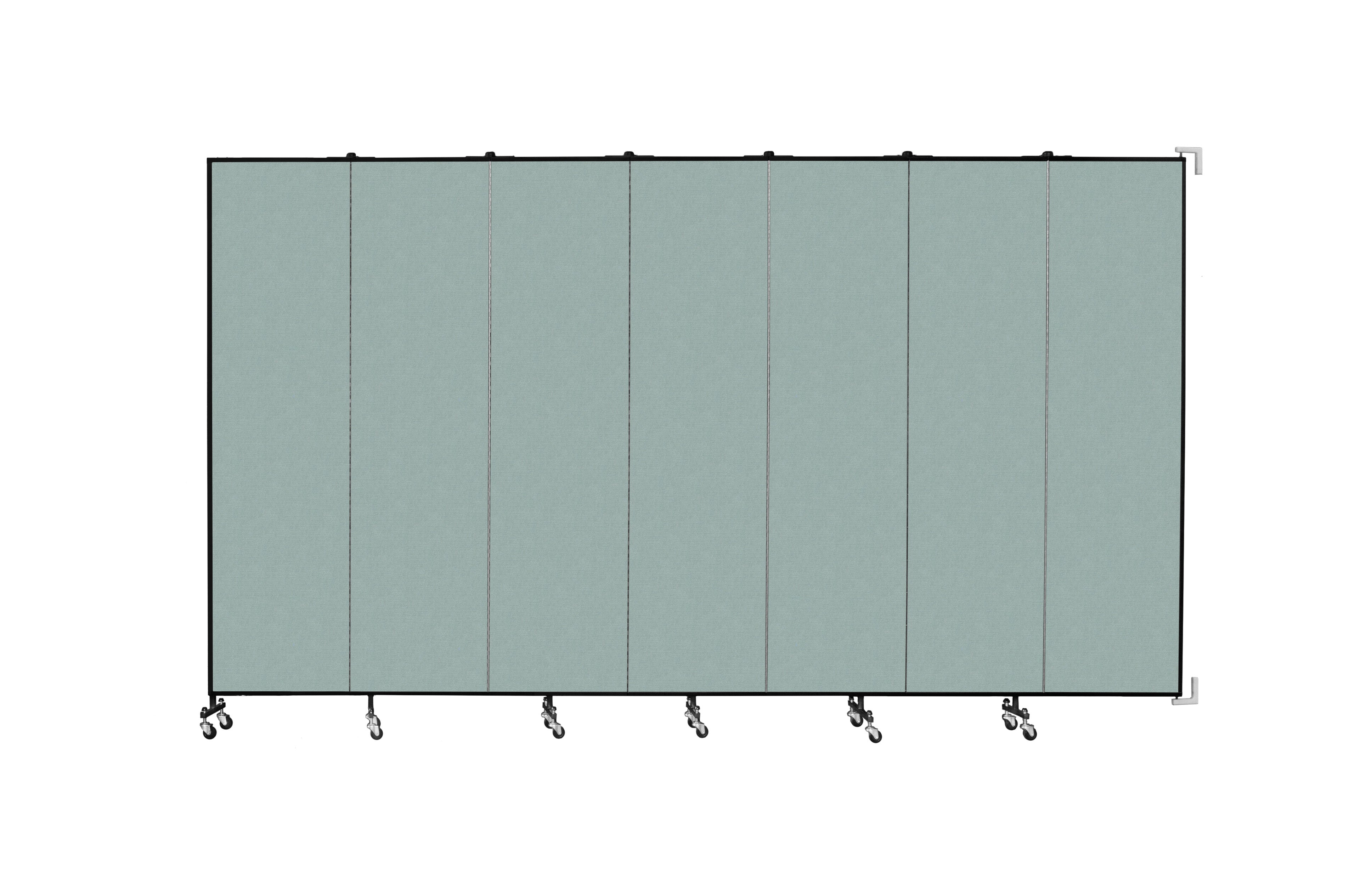 Wallmount Room Divider - 7' 4"H x 12' 10"L - 7 Panel, Sea Green, Fabric