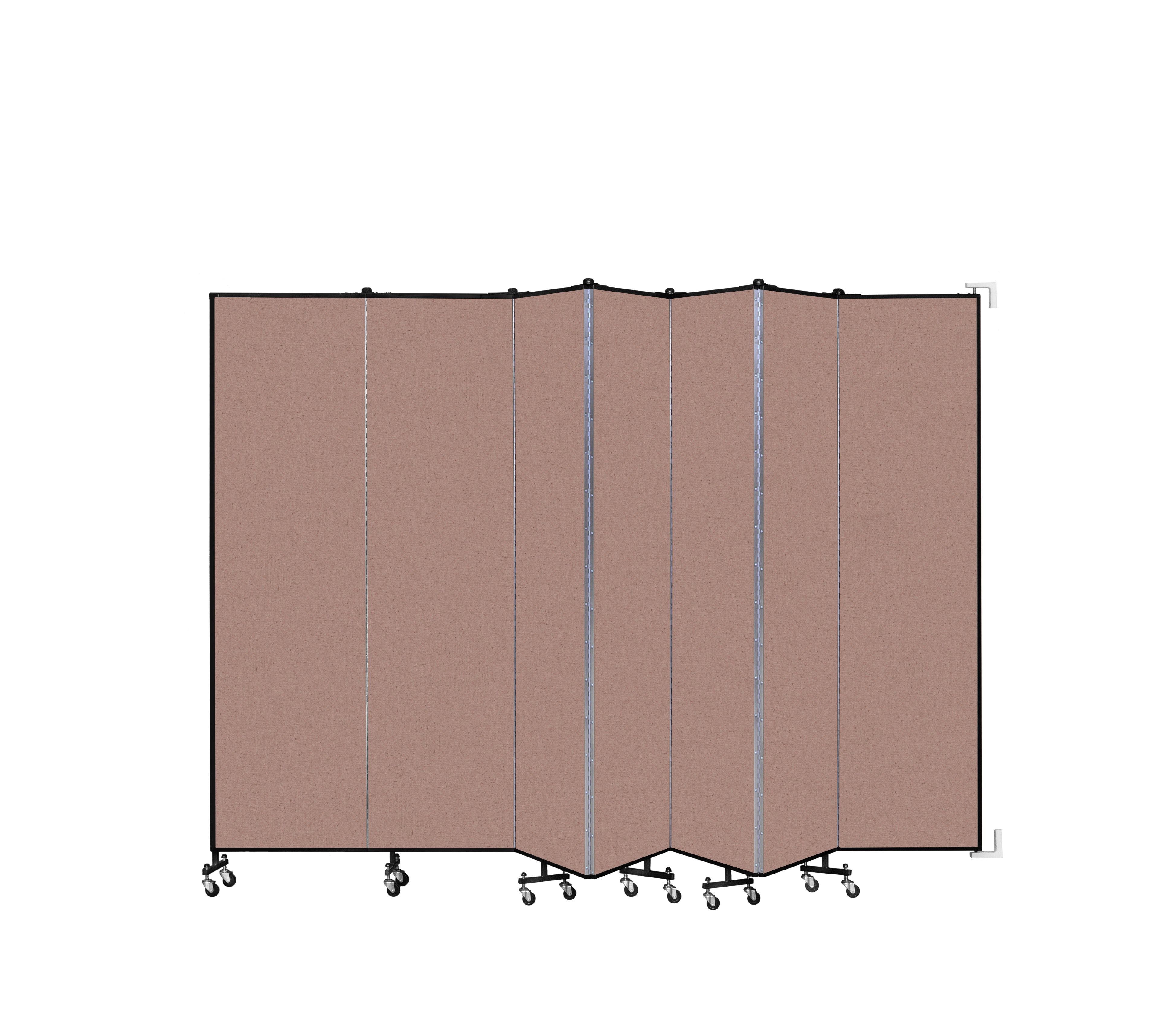 Wallmount Room Divider - 7' 4"H x 12' 10"L - 7 Panel, Rasberry, Vinyl