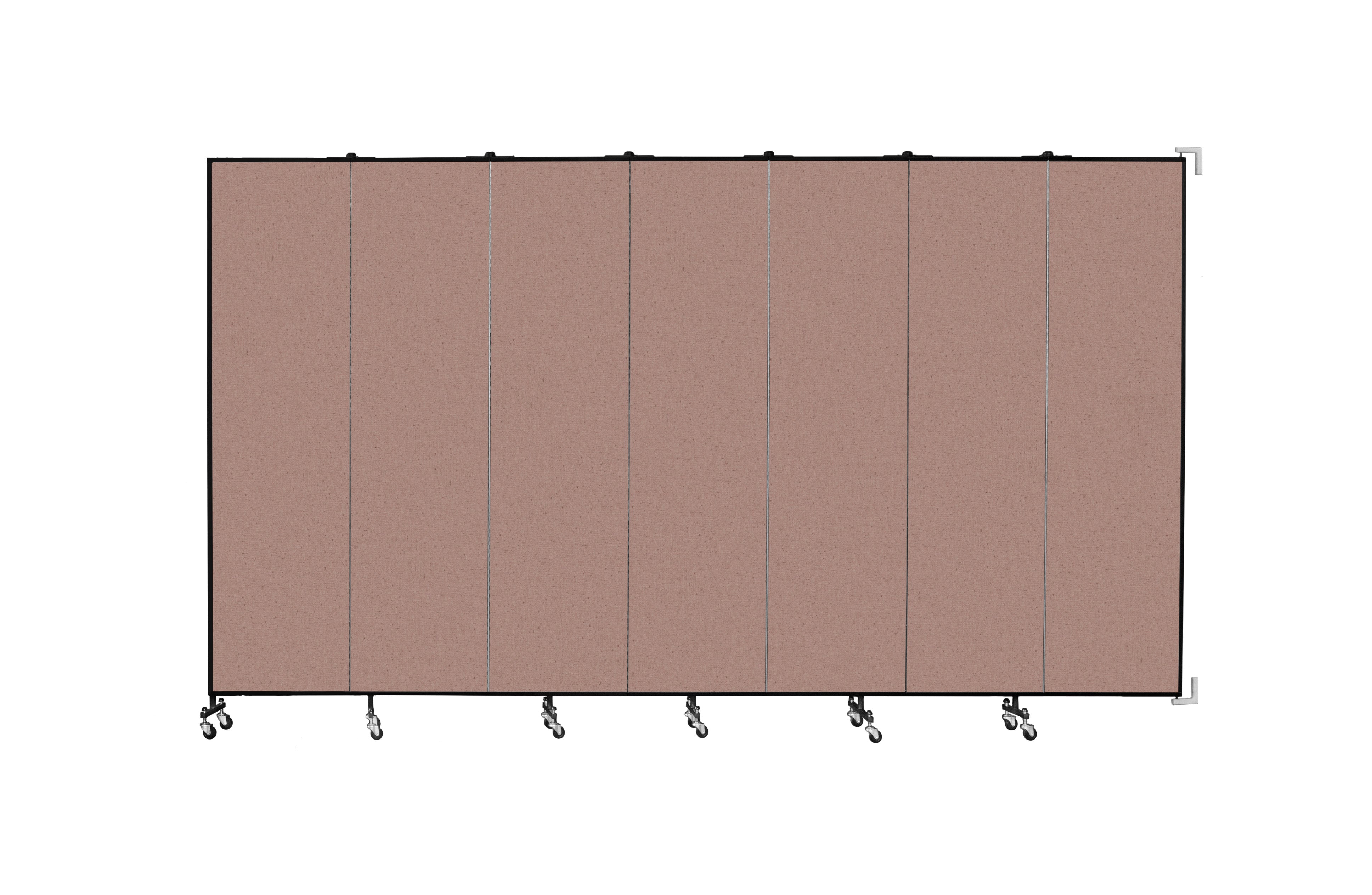 Wallmount Room Divider - 7' 4"H x 12' 10"L - 7 Panel, Rasberry, Vinyl