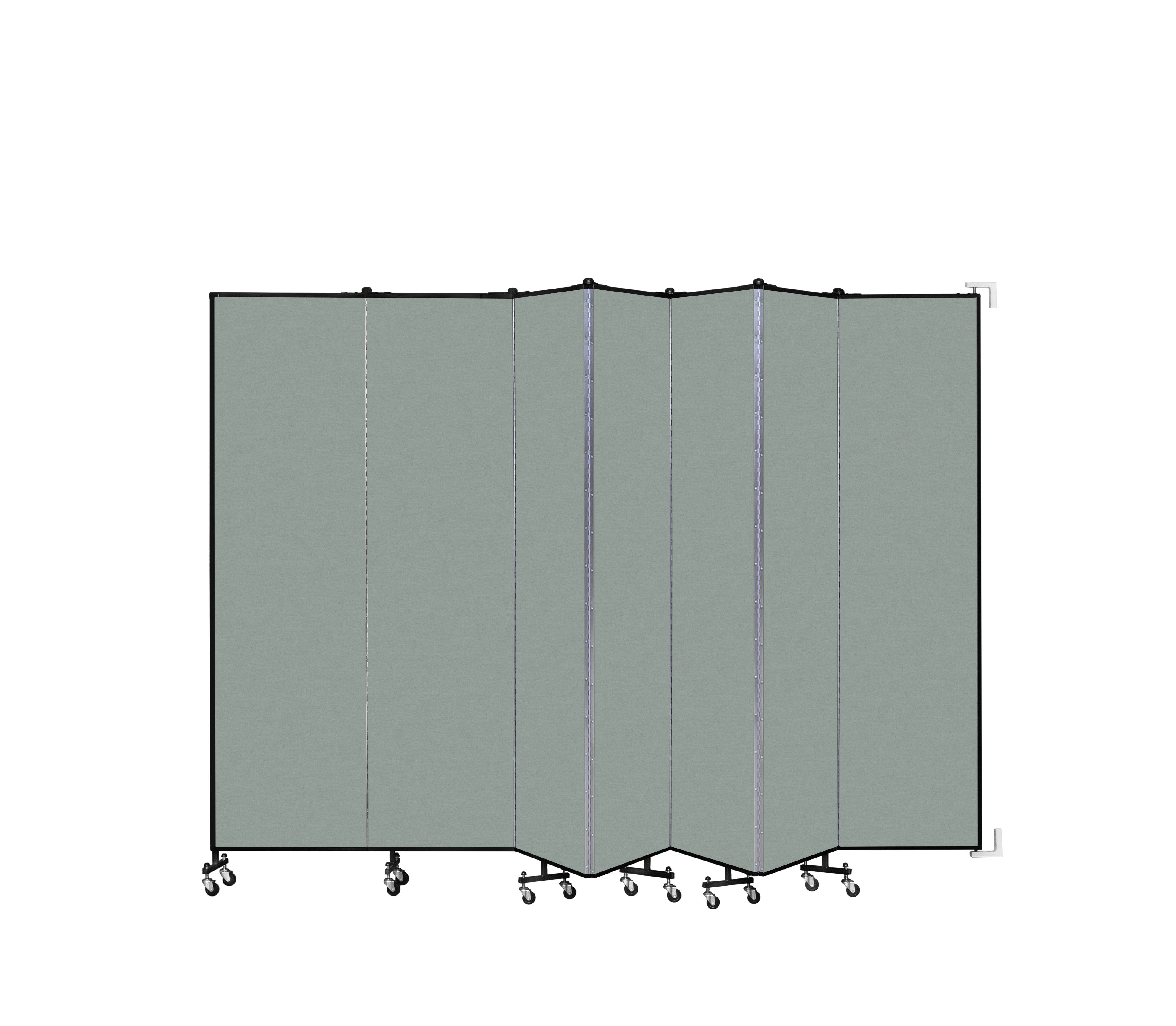 Wallmount Room Divider - 7' 4"H x 12' 10"L - 7 Panel, Mint, Vinyl