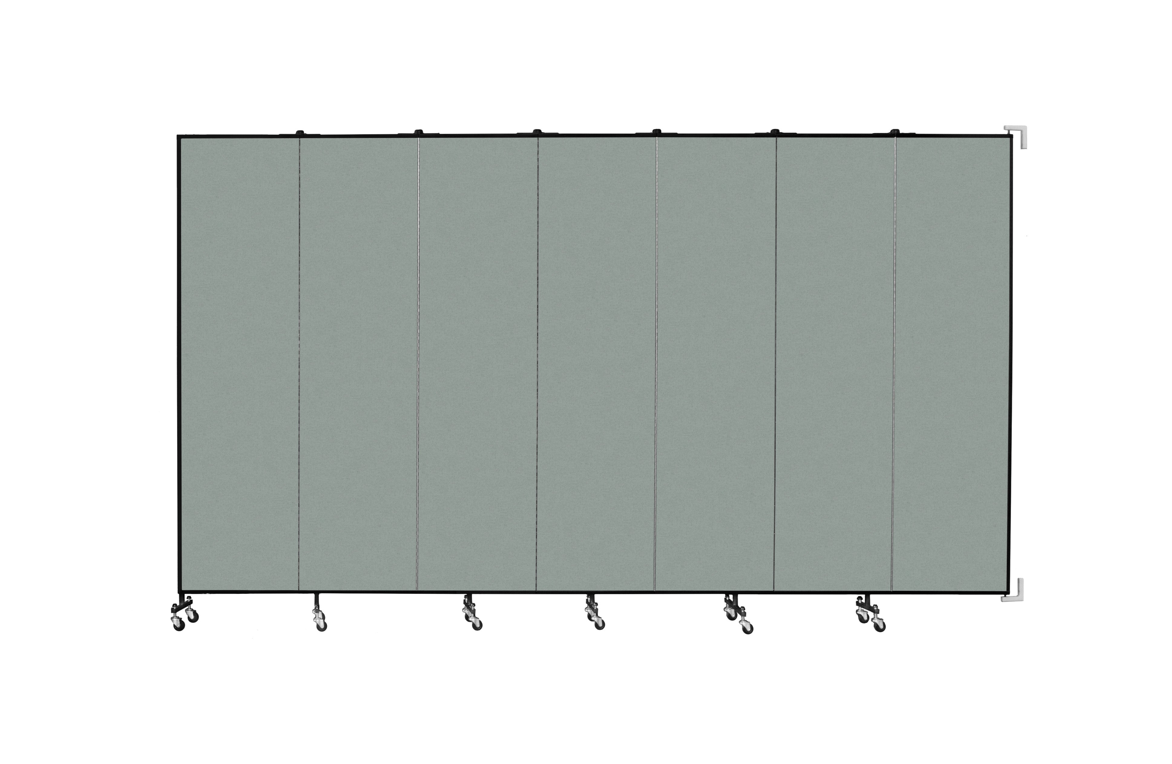 Wallmount Room Divider - 7' 4"H x 12' 10"L - 7 Panel, Mint, Vinyl