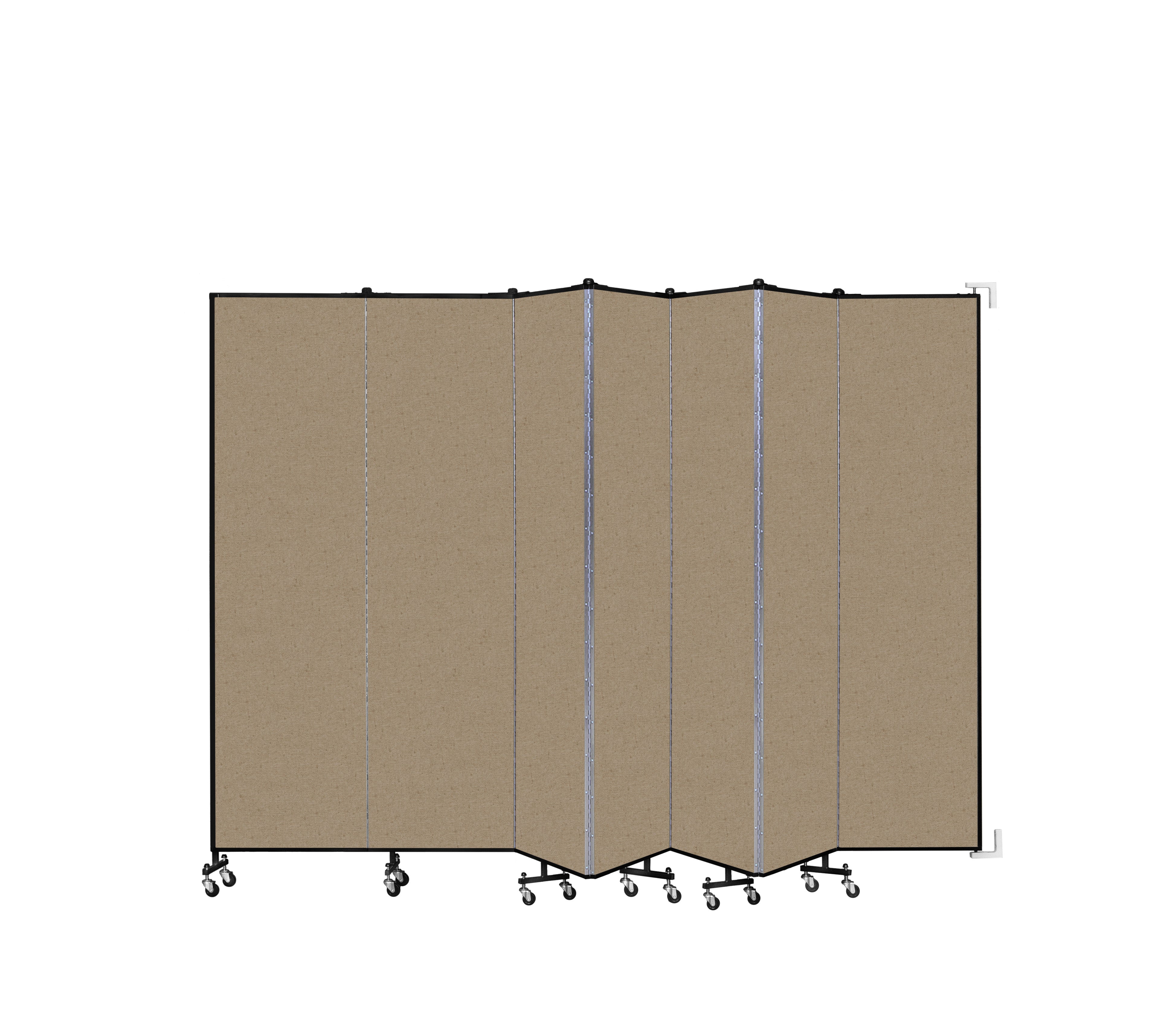 Wallmount Room Divider - 7' 4"H x 12' 10"L - 7 Panel, Sandalwood, Vinyl