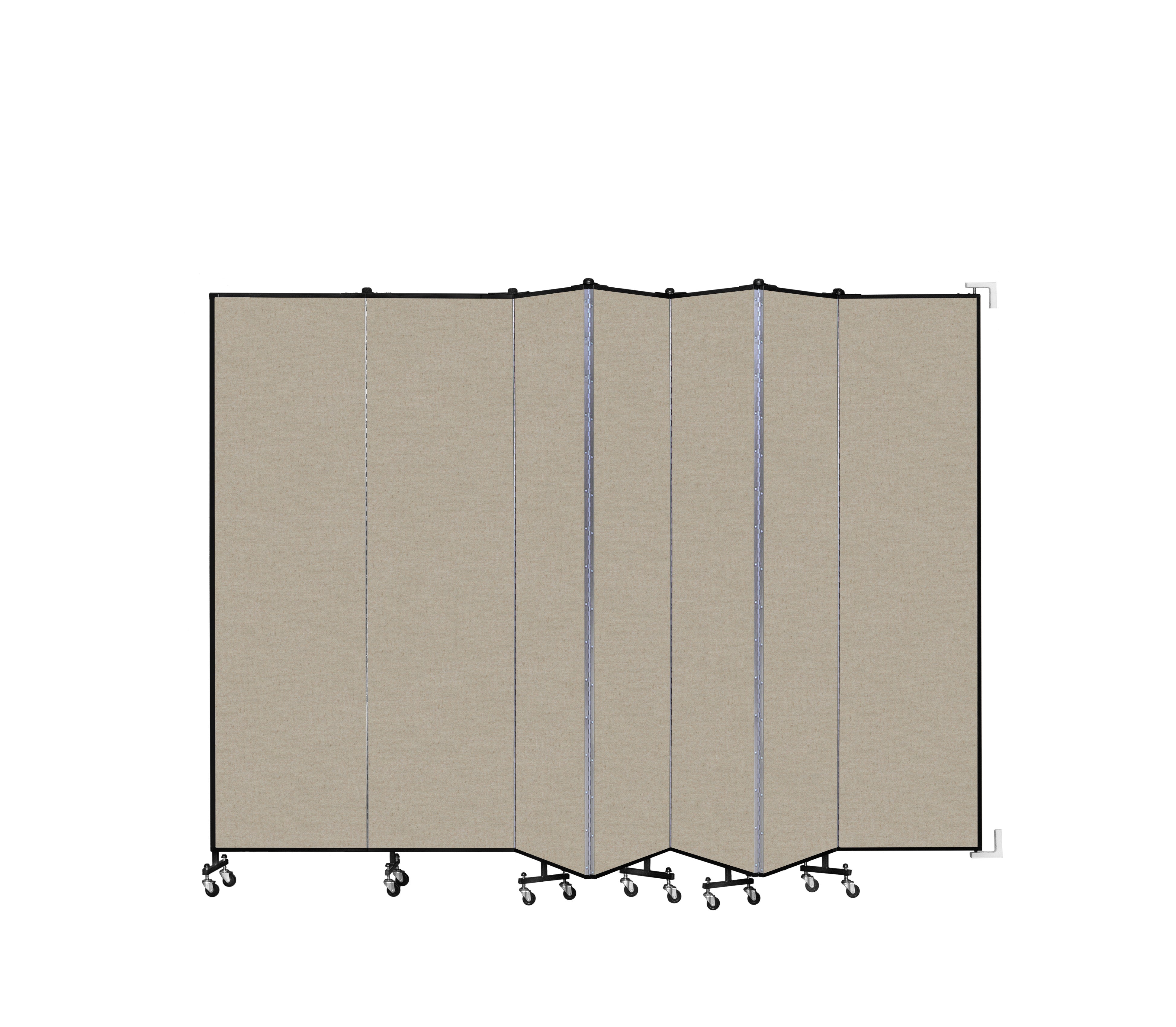 Wallmount Room Divider - 7' 4"H x 12' 10"L - 7 Panel, Hazelnut, Vinyl