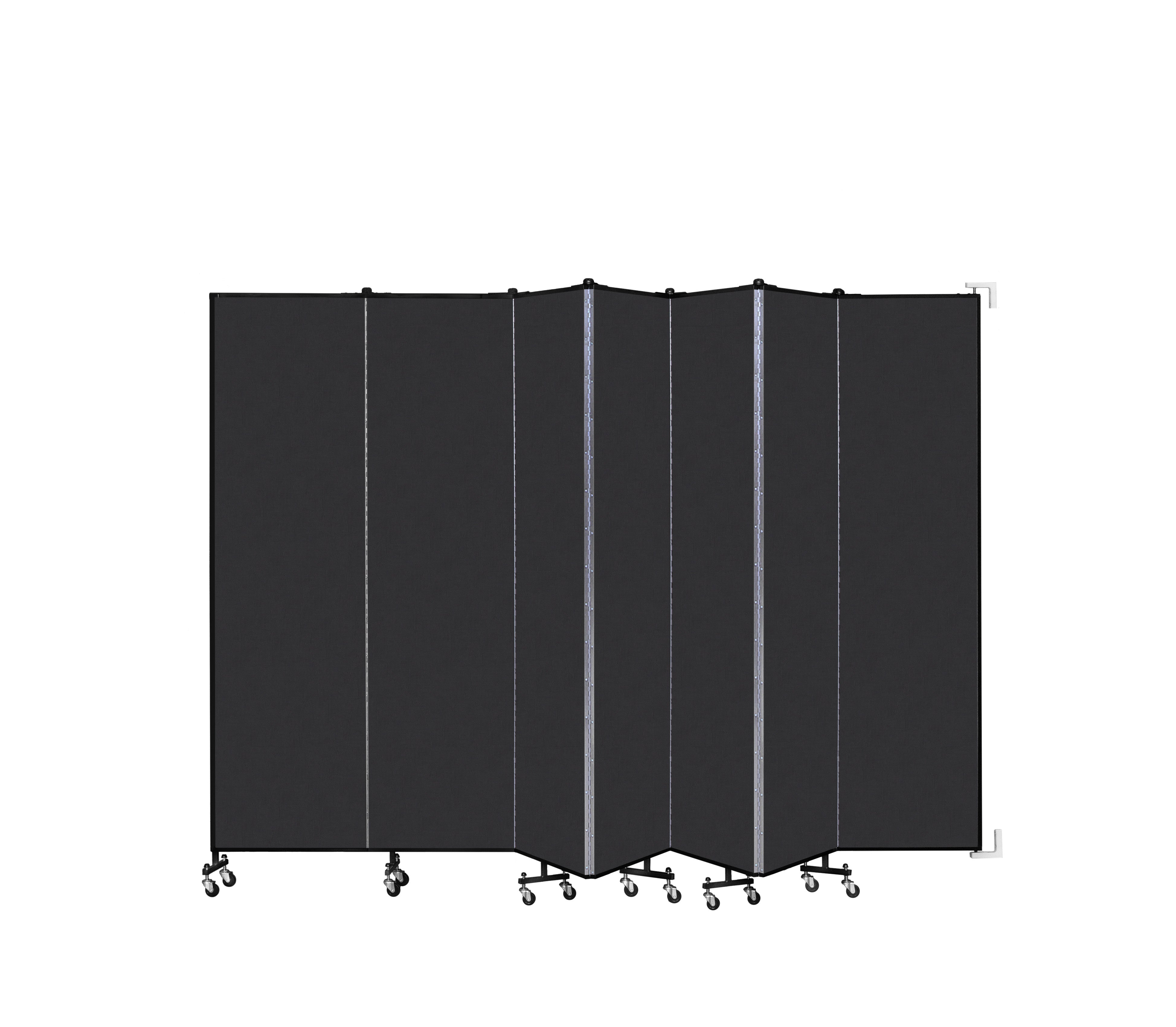 Wallmount Room Divider - 7' 4"H x 12' 10"L - 7 Panel, Coal, Vinyl