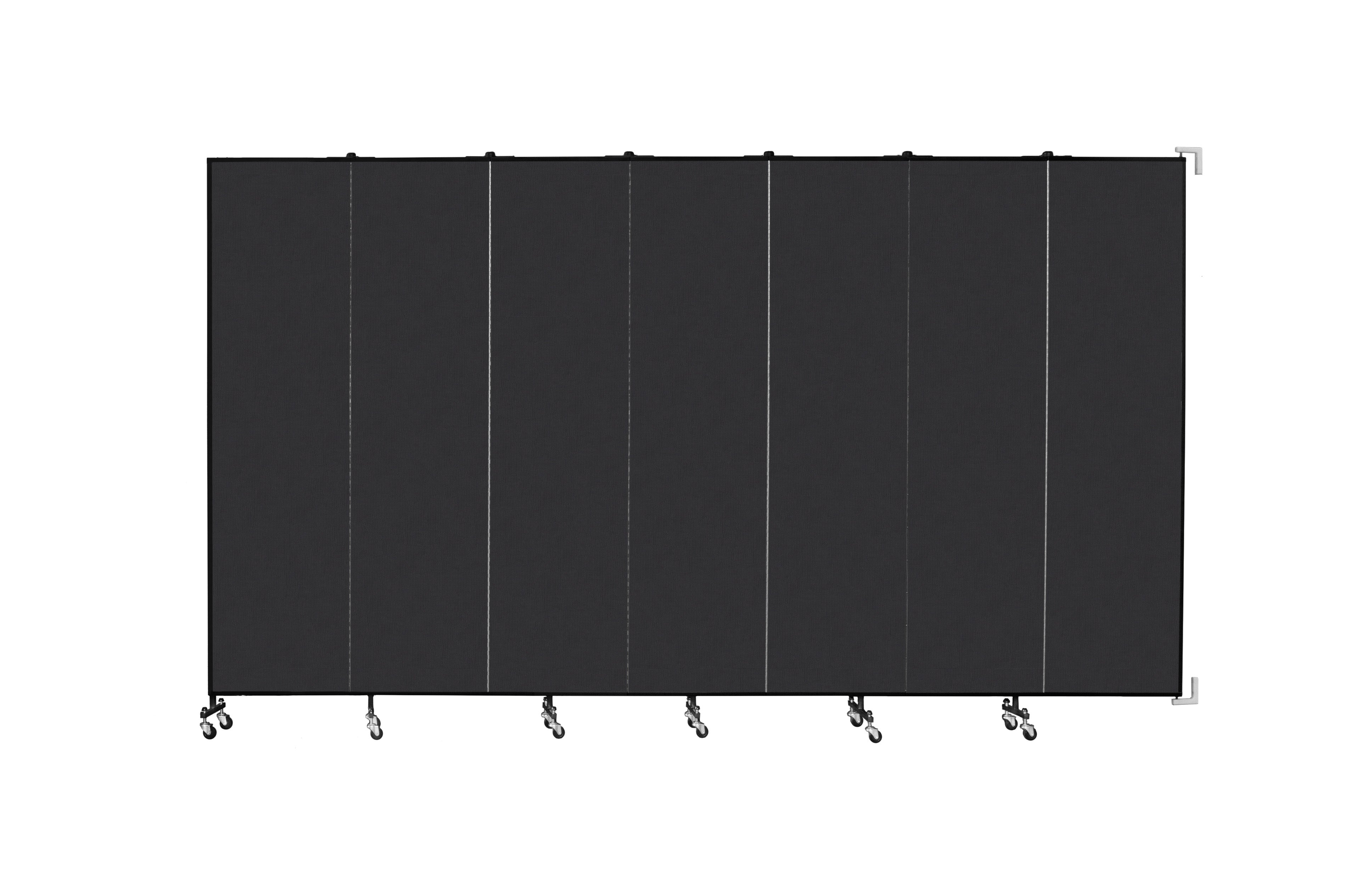 Wallmount Room Divider - 7' 4"H x 12' 10"L - 7 Panel, Coal, Vinyl