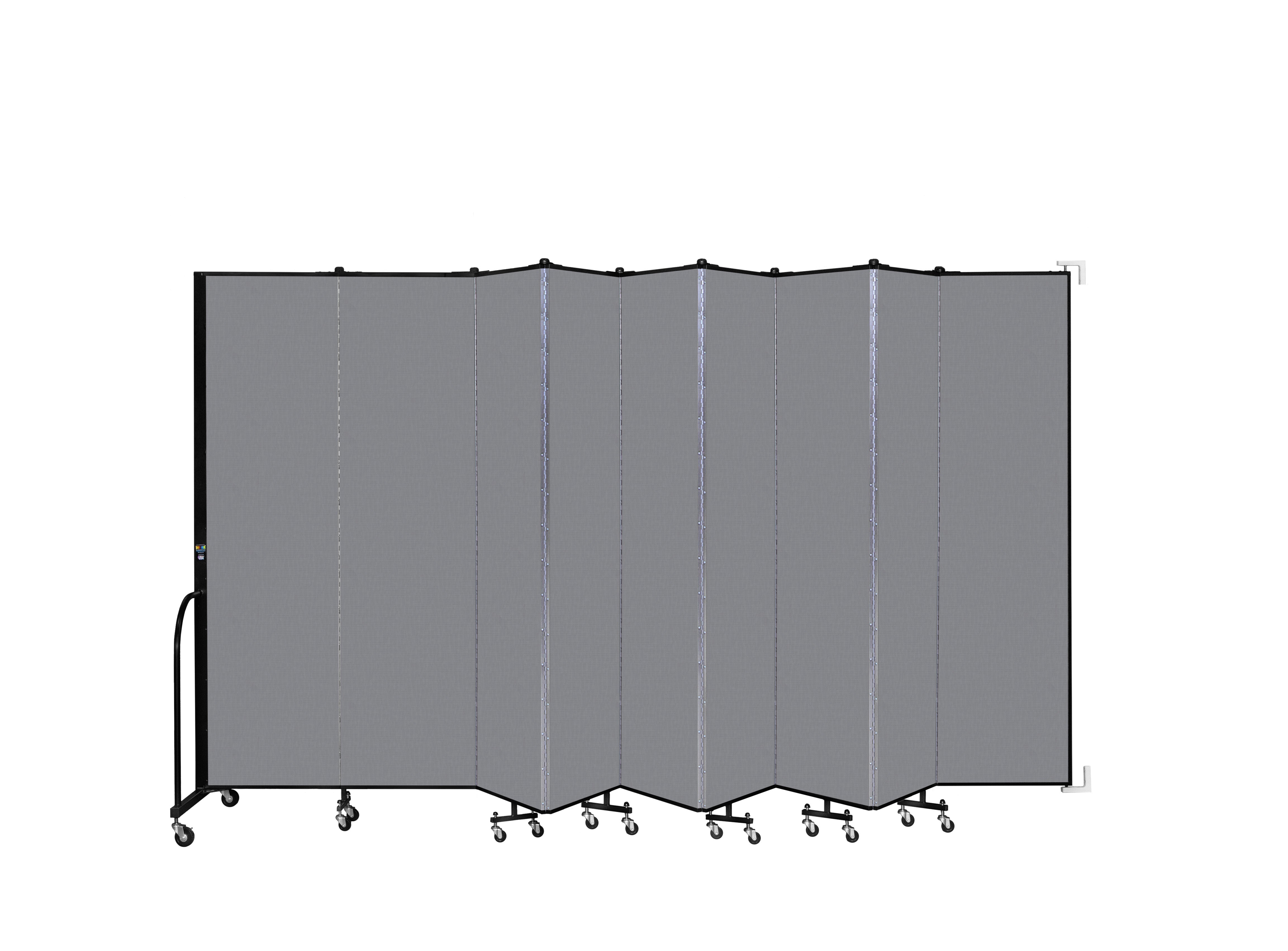 Wallmount Room Divider - 7' 4"H x 16' 6"L - 9 Panel, Stone, Fabric