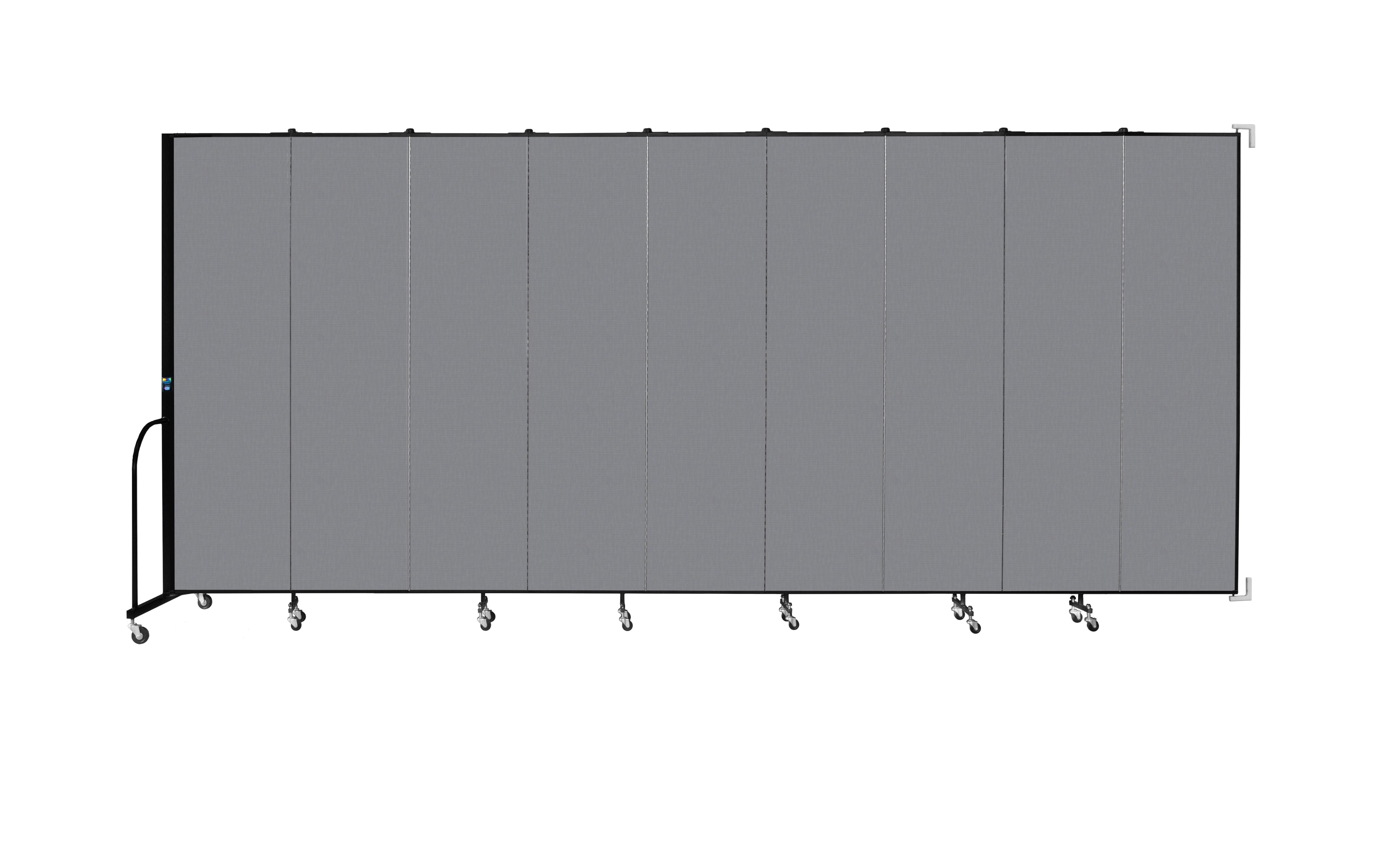 Wallmount Room Divider - 7' 4"H x 16' 6"L - 9 Panel, Stone, Fabric